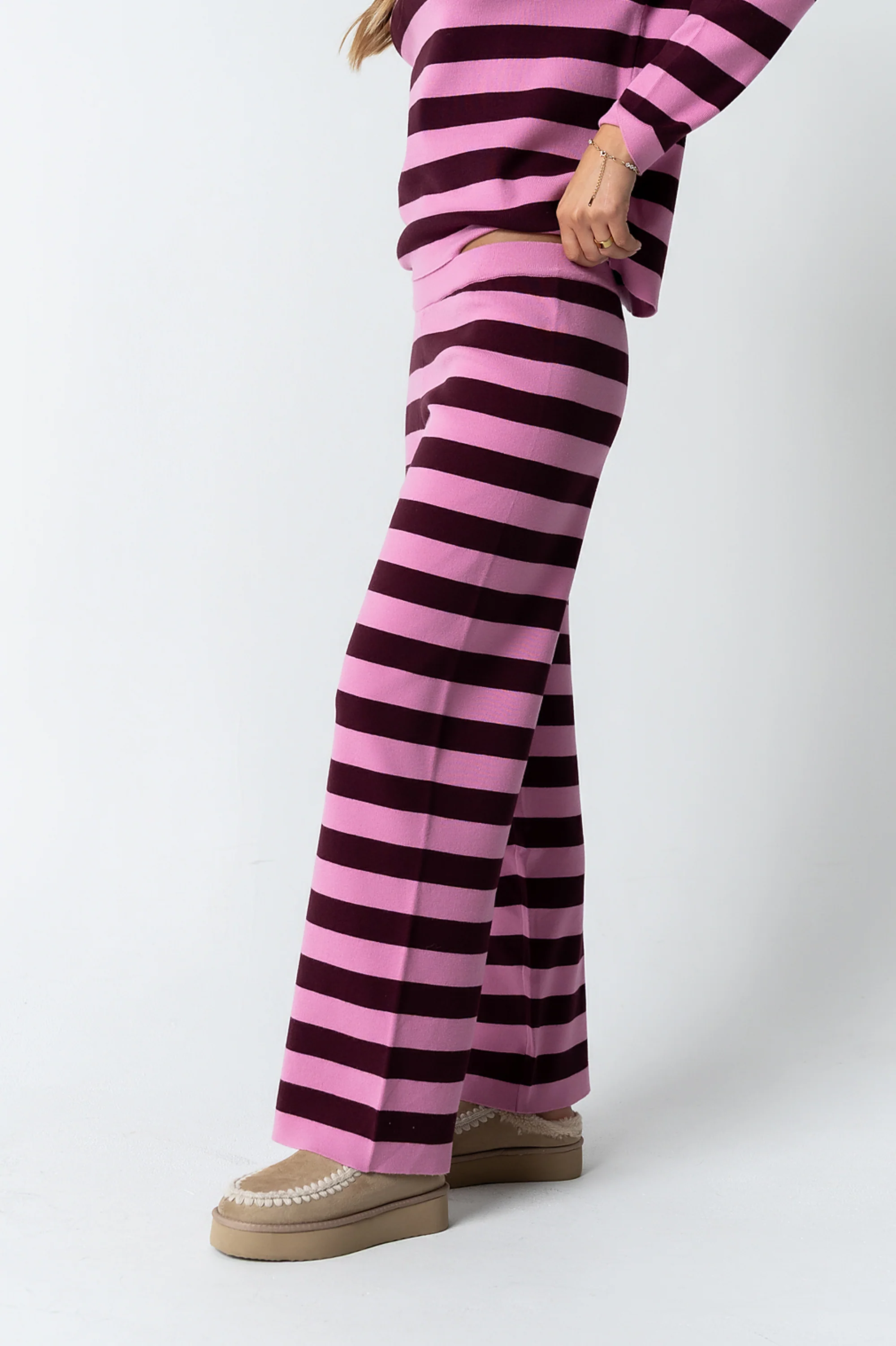 Joey Striped Wide Leg Pants in Berry - FINAL SALE - Image 2