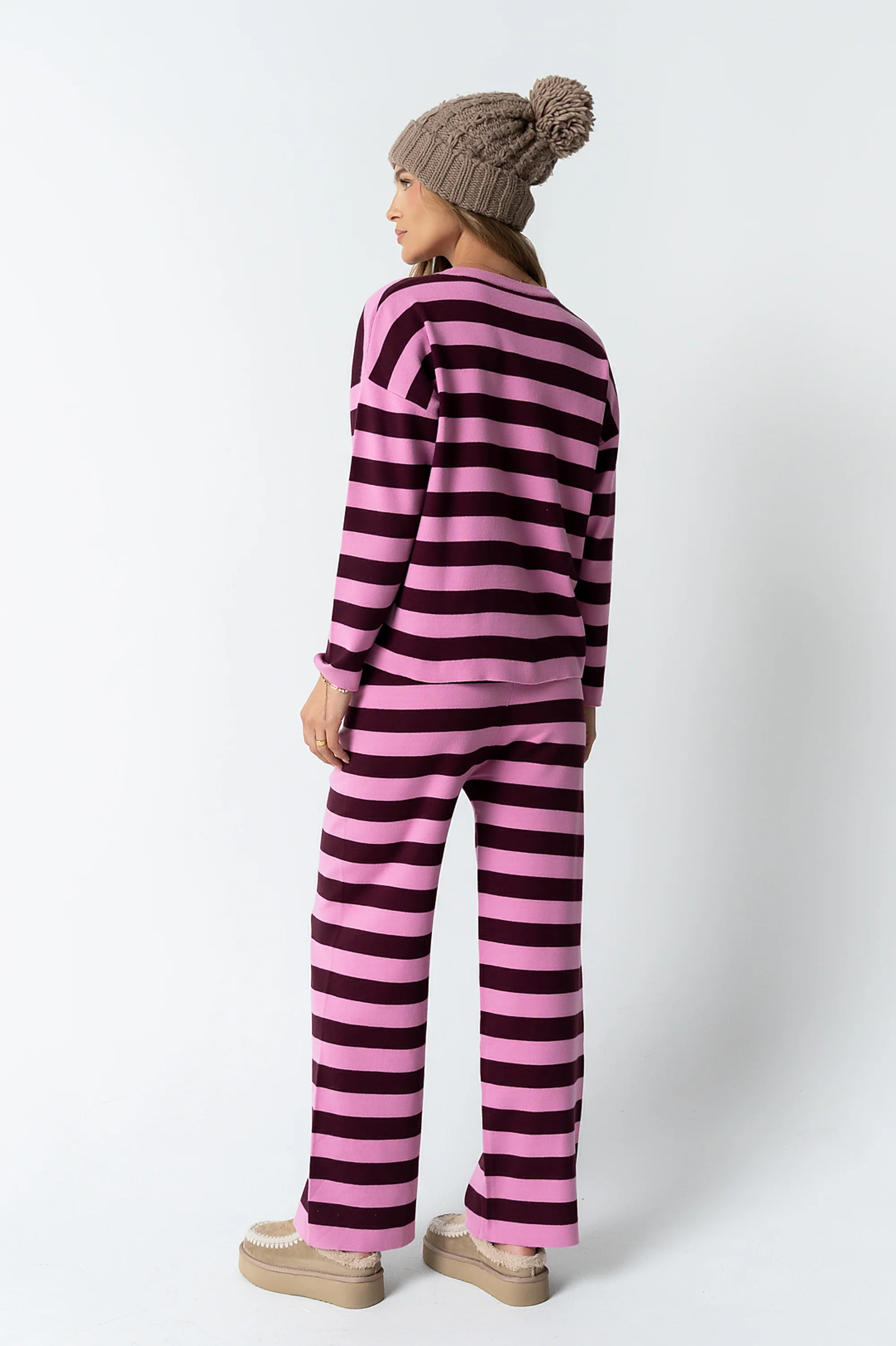 Joey Striped Wide Leg Pants in Berry - FINAL SALE - Image 5