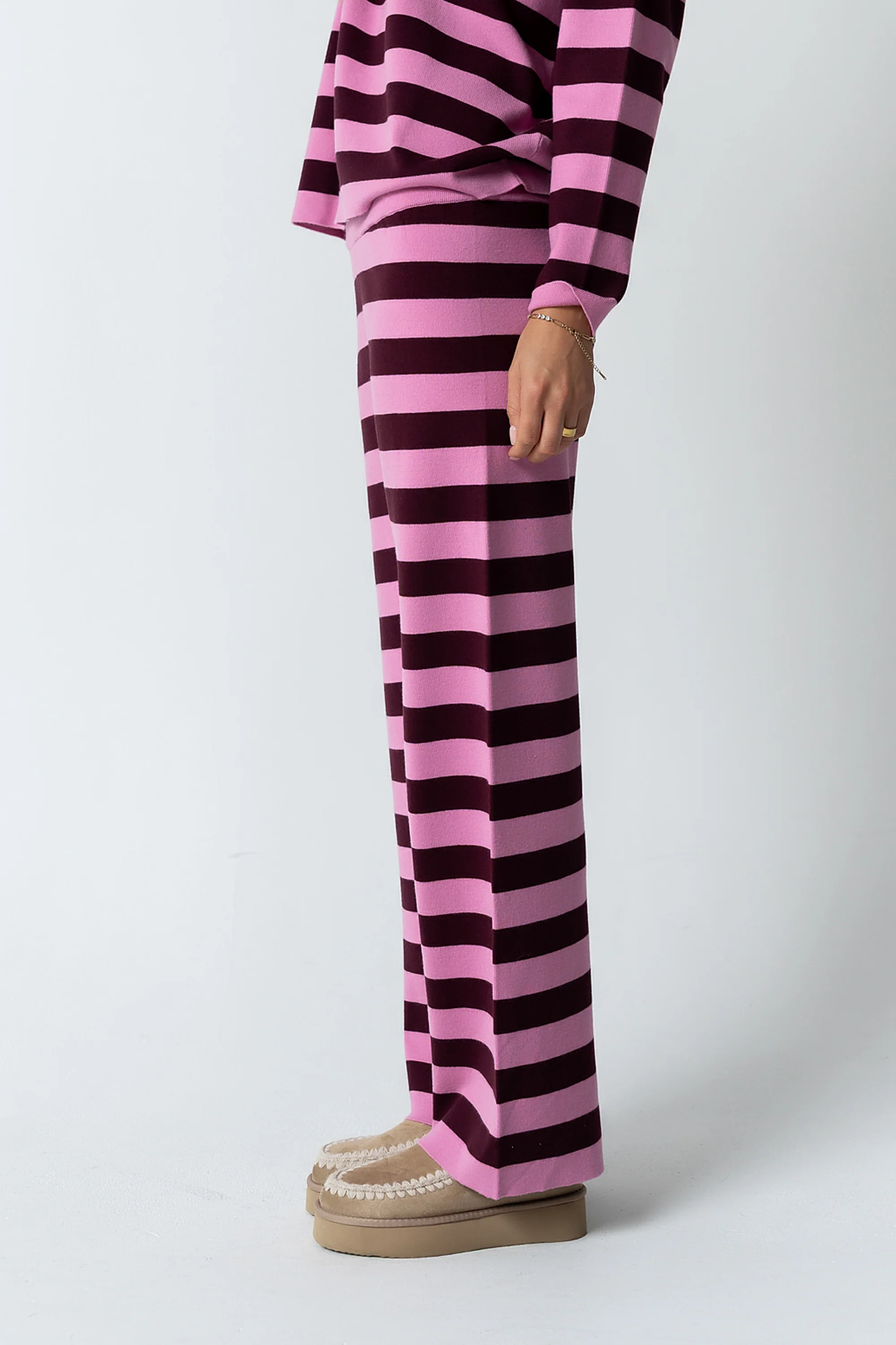 Joey Striped Wide Leg Pants in Berry - FINAL SALE - Image 6