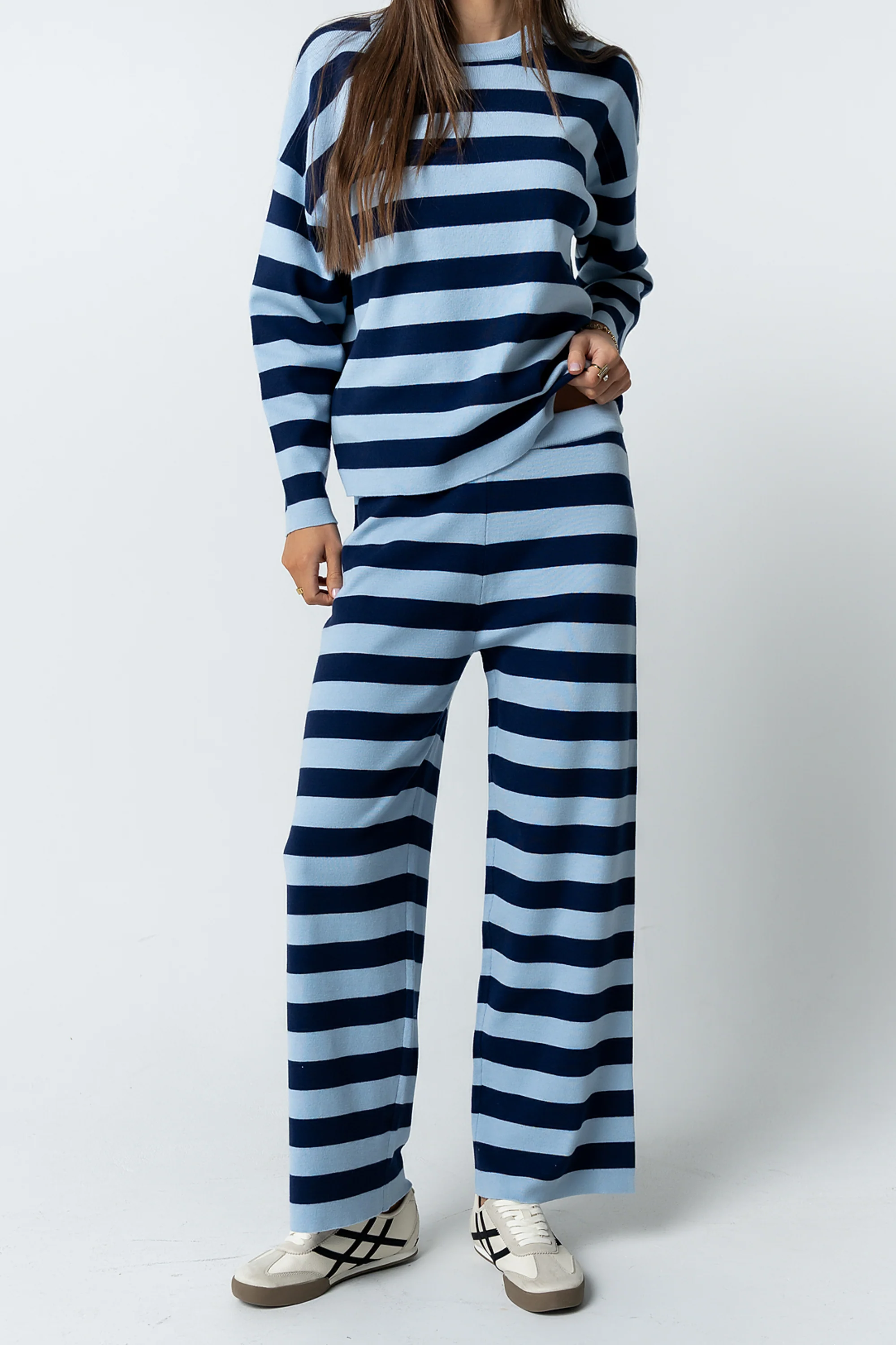 Joey Striped Wide Leg Pants in Navy - FINAL SALE - Image 4