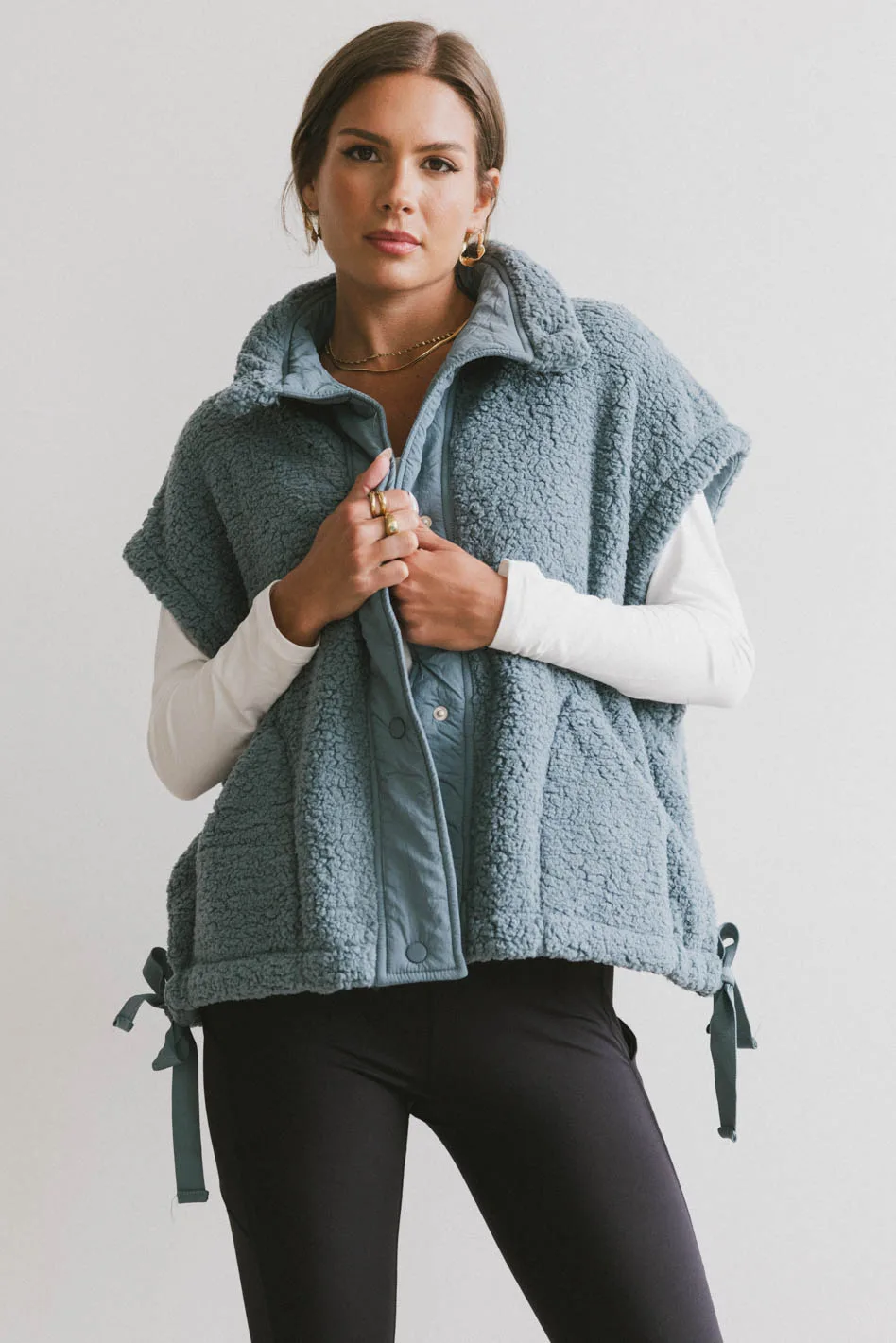 Johanna Sherpa Vest in Blue - FINAL SALE - Image 2