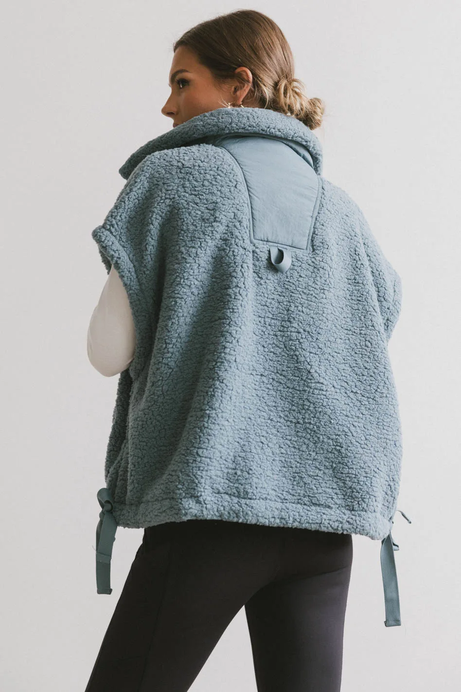 Johanna Sherpa Vest in Blue - FINAL SALE - Image 4