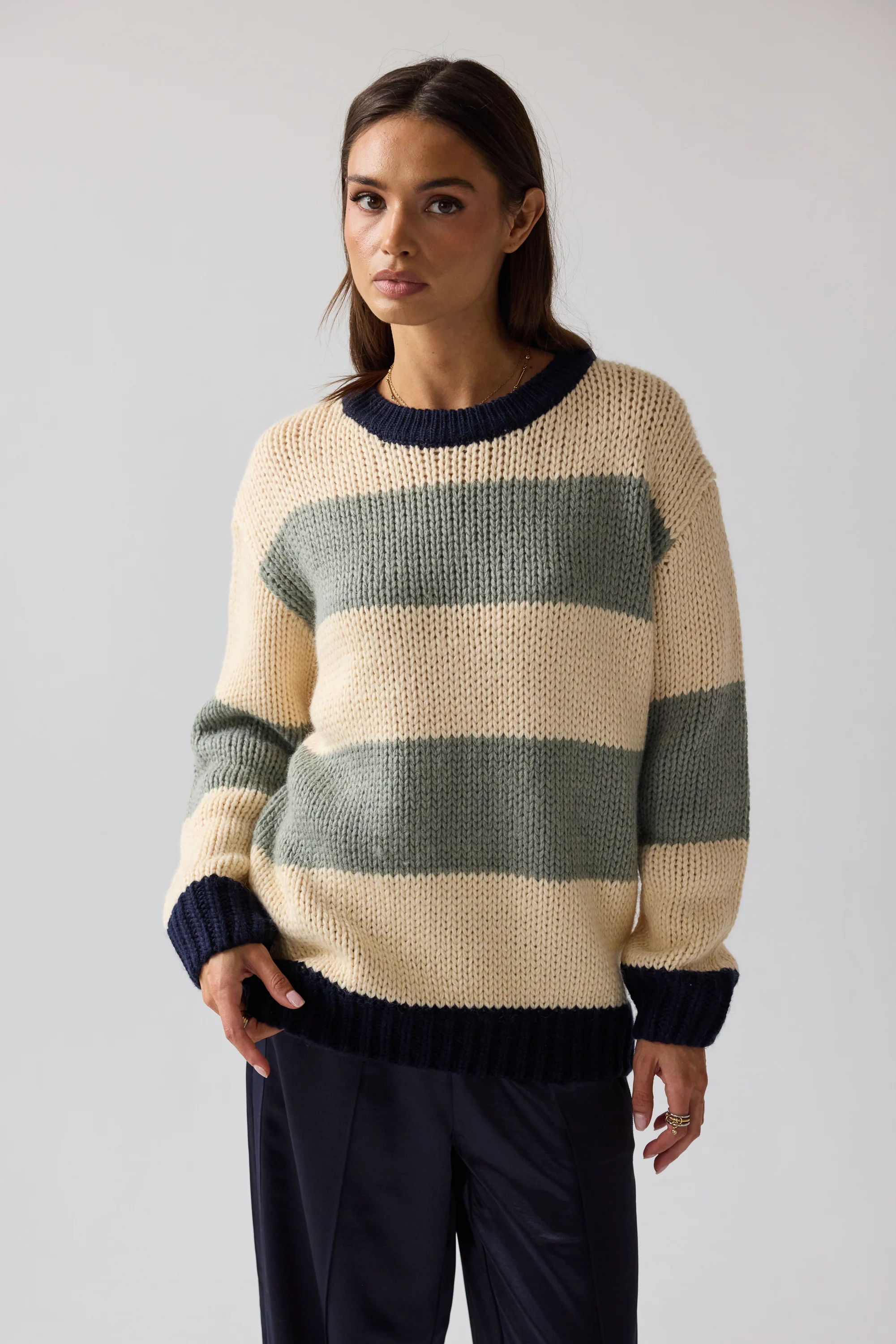 Jolene Striped Sweater in Navy - FINAL SALE - Image 2