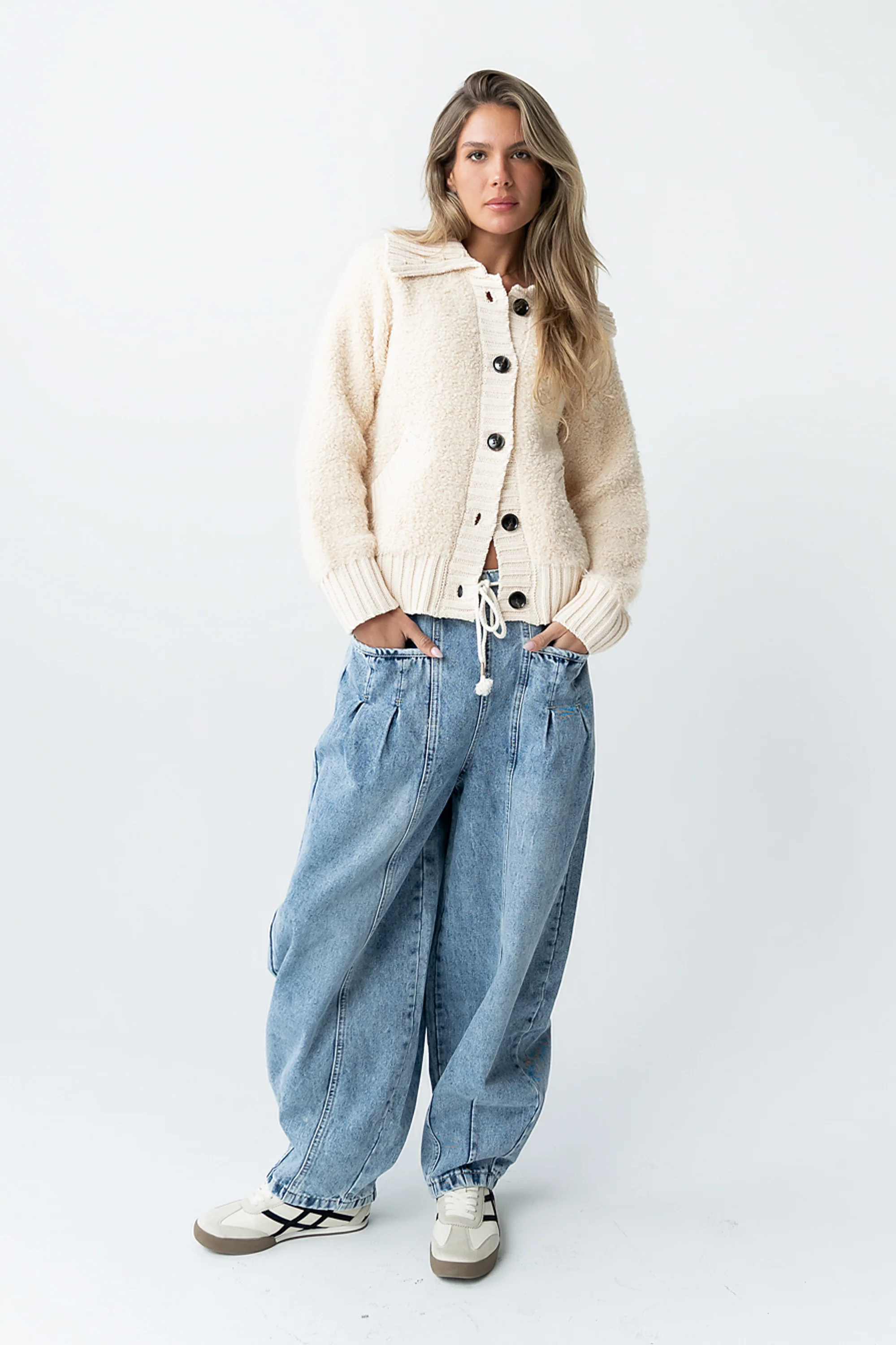 Jonah Collared Cardigan in Cream - FINAL SALE - Image 3
