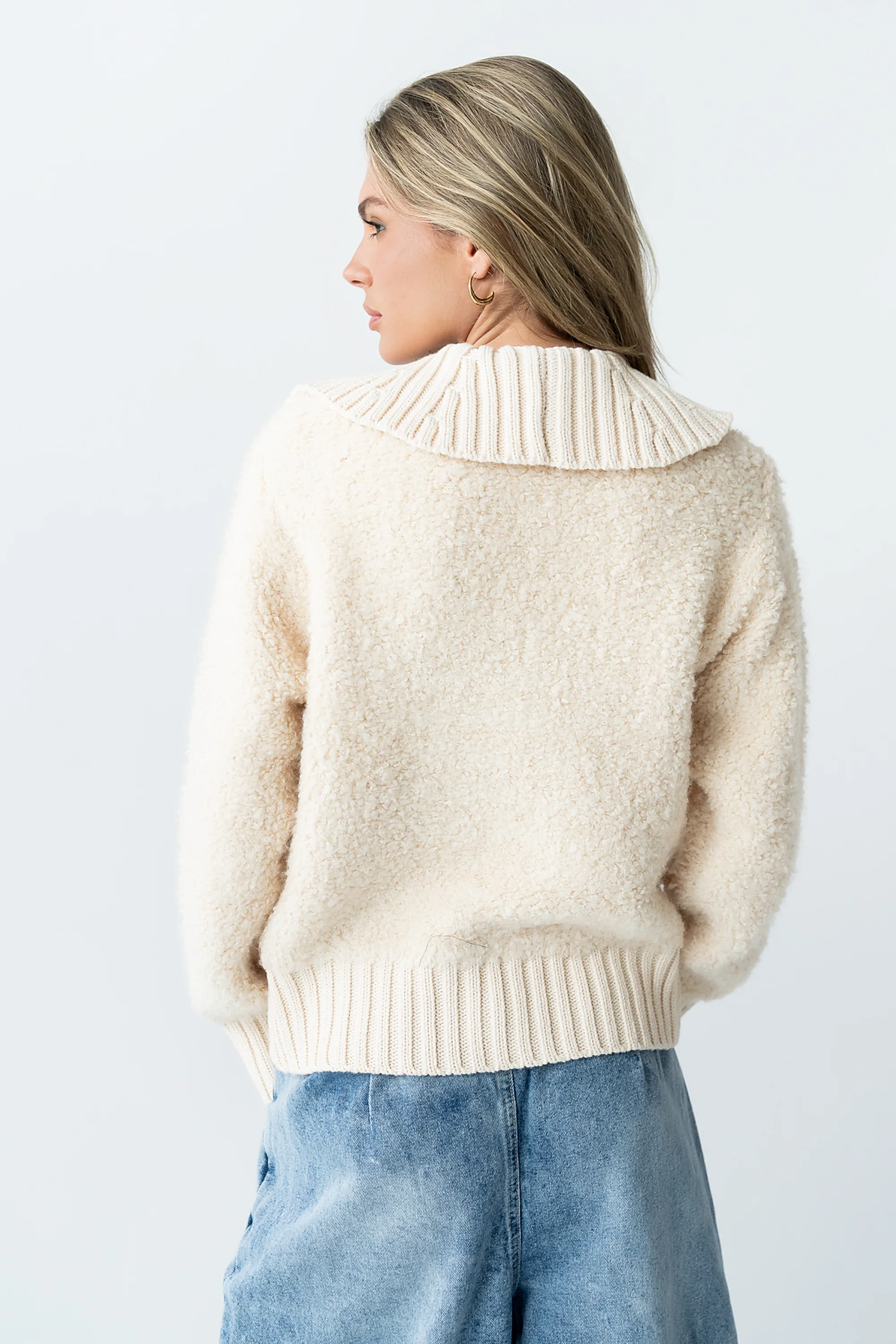 Jonah Collared Cardigan in Cream - FINAL SALE - Image 5