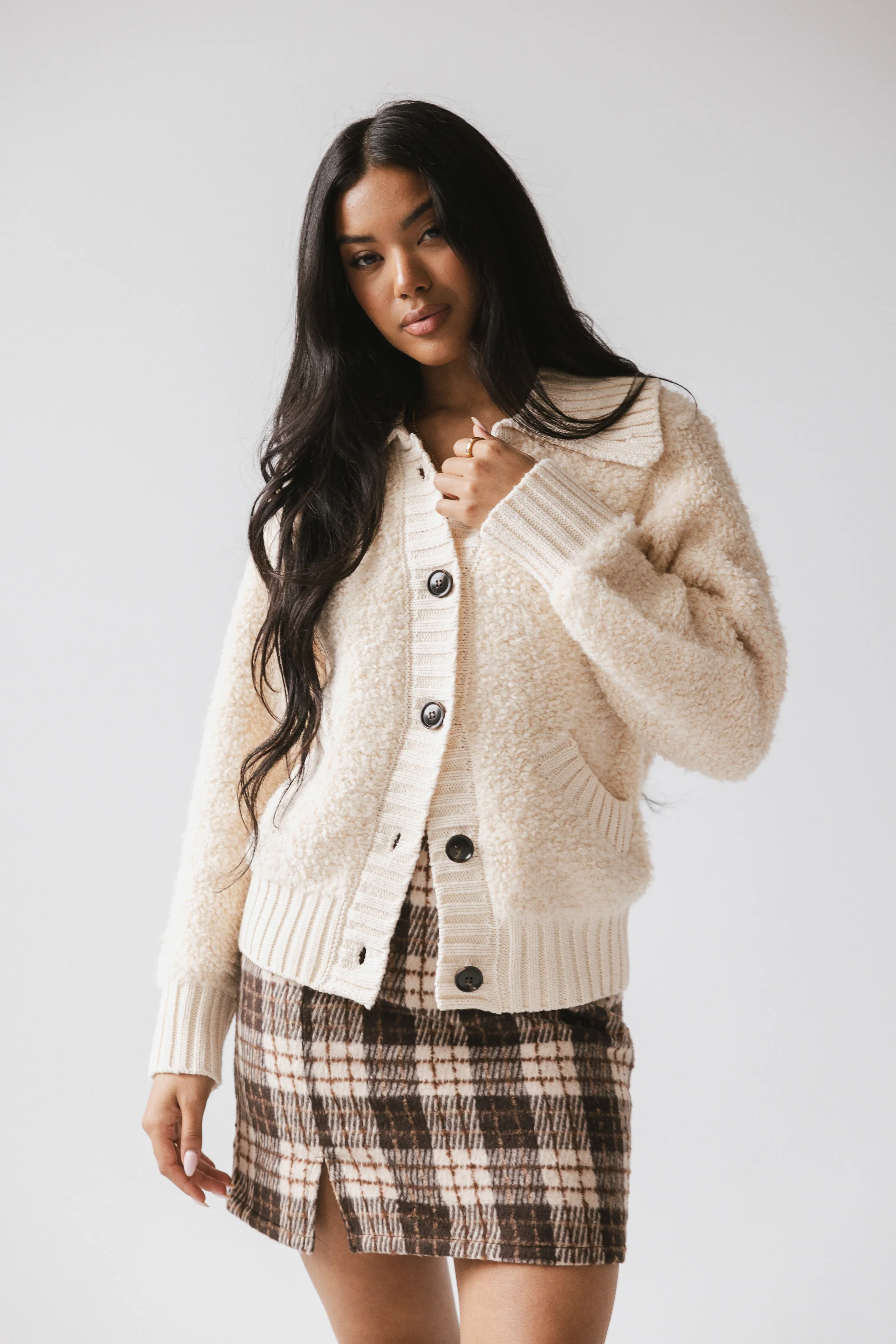Jonah Collared Cardigan in Cream - FINAL SALE - Image 7
