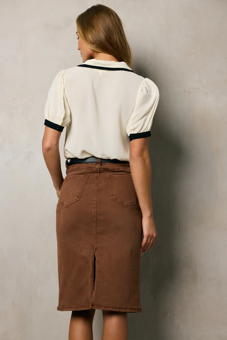 Jordan Denim Skirt in Brown - FINAL SALE - Image 3