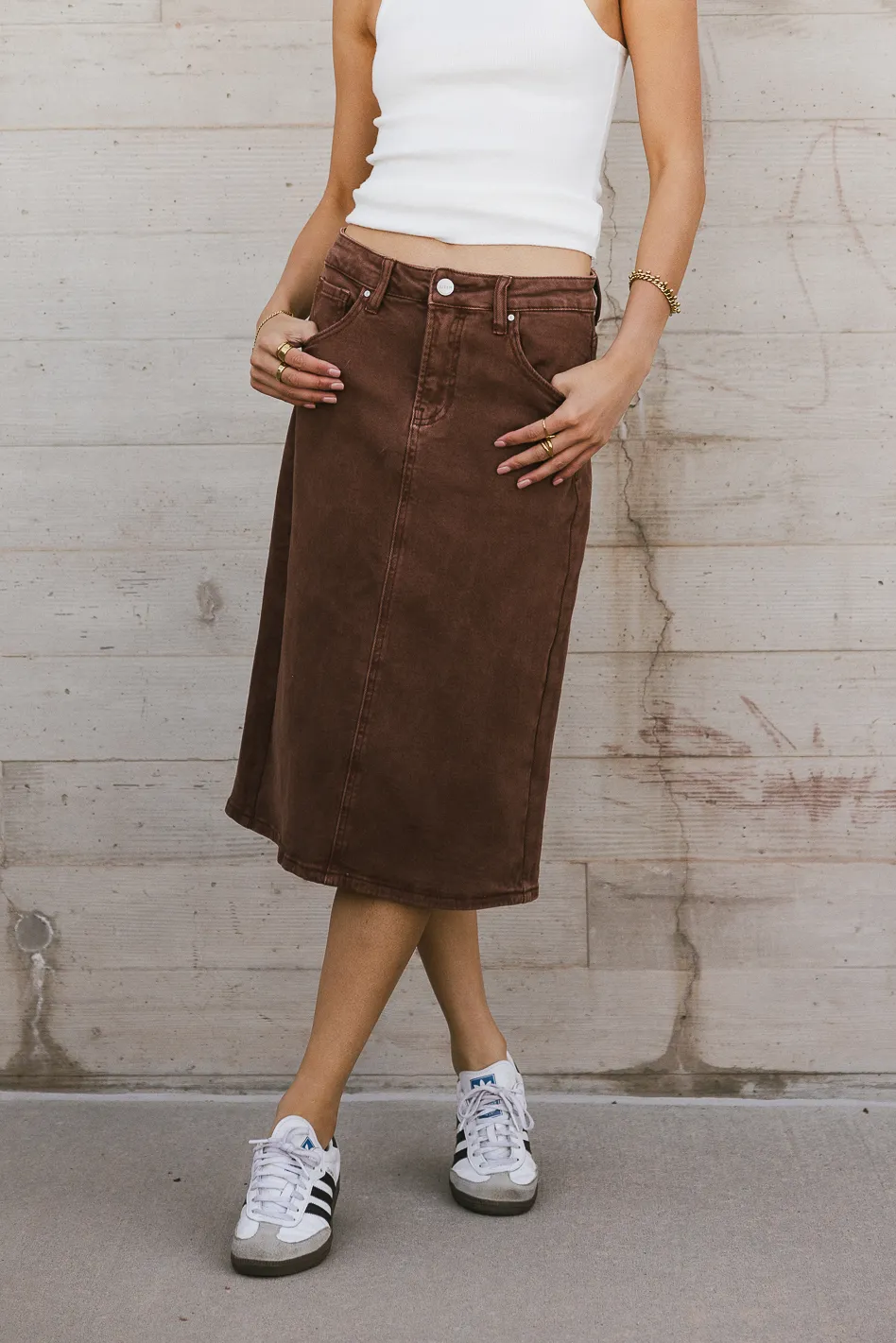 Jordan Denim Skirt in Brown - FINAL SALE - Image 4