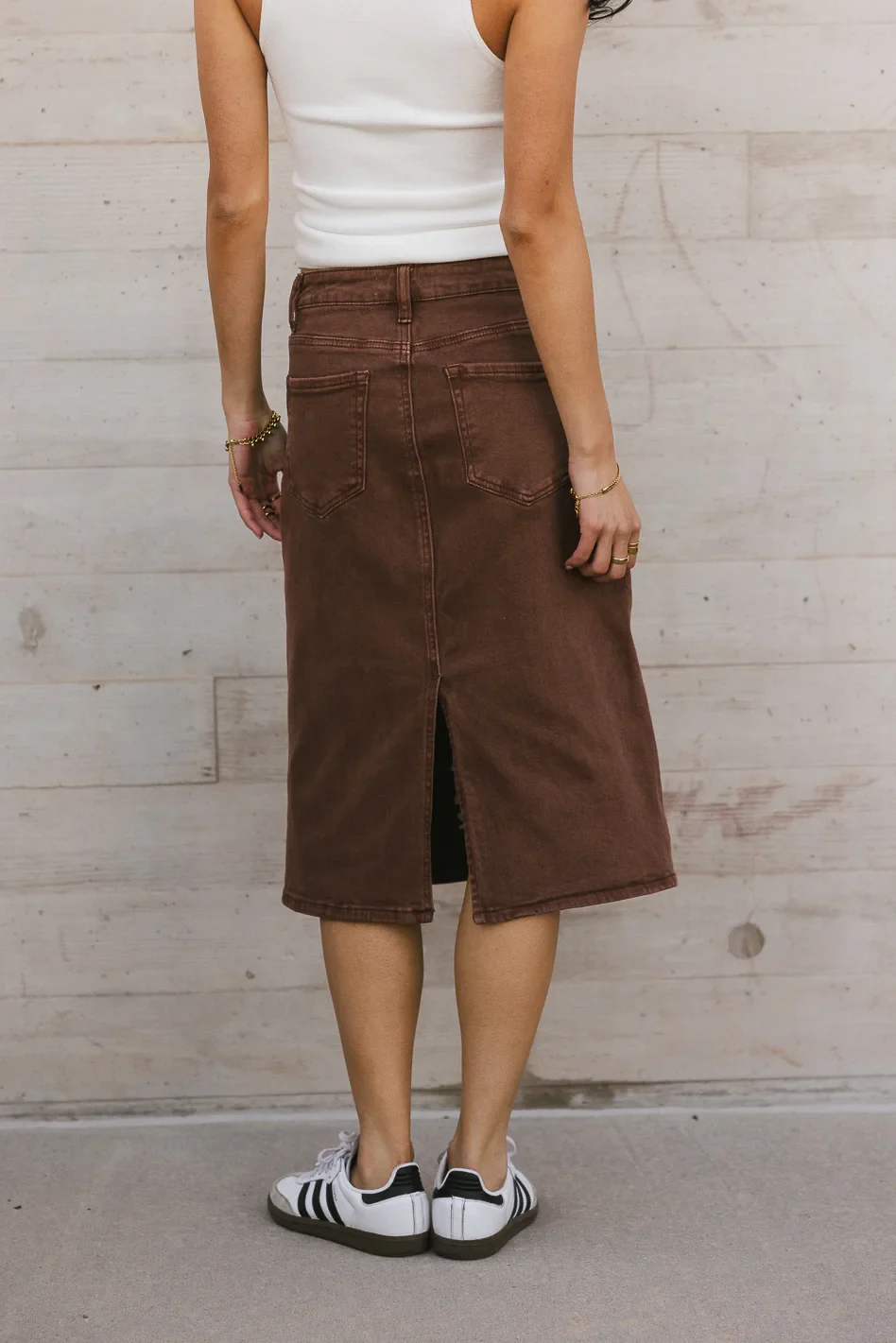Jordan Denim Skirt in Brown - FINAL SALE - Image 7