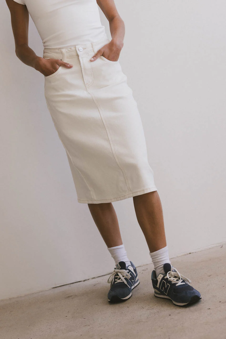 Jordan Denim Skirt in Cream - FINAL SALE - Image 3