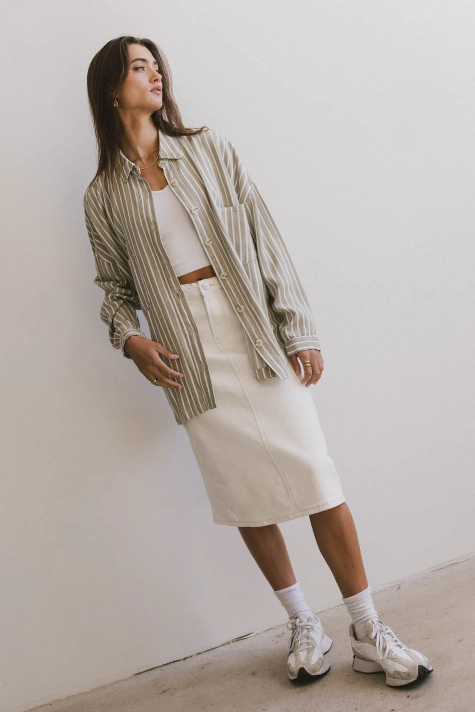 Jordan Denim Skirt in Cream - FINAL SALE - Image 4