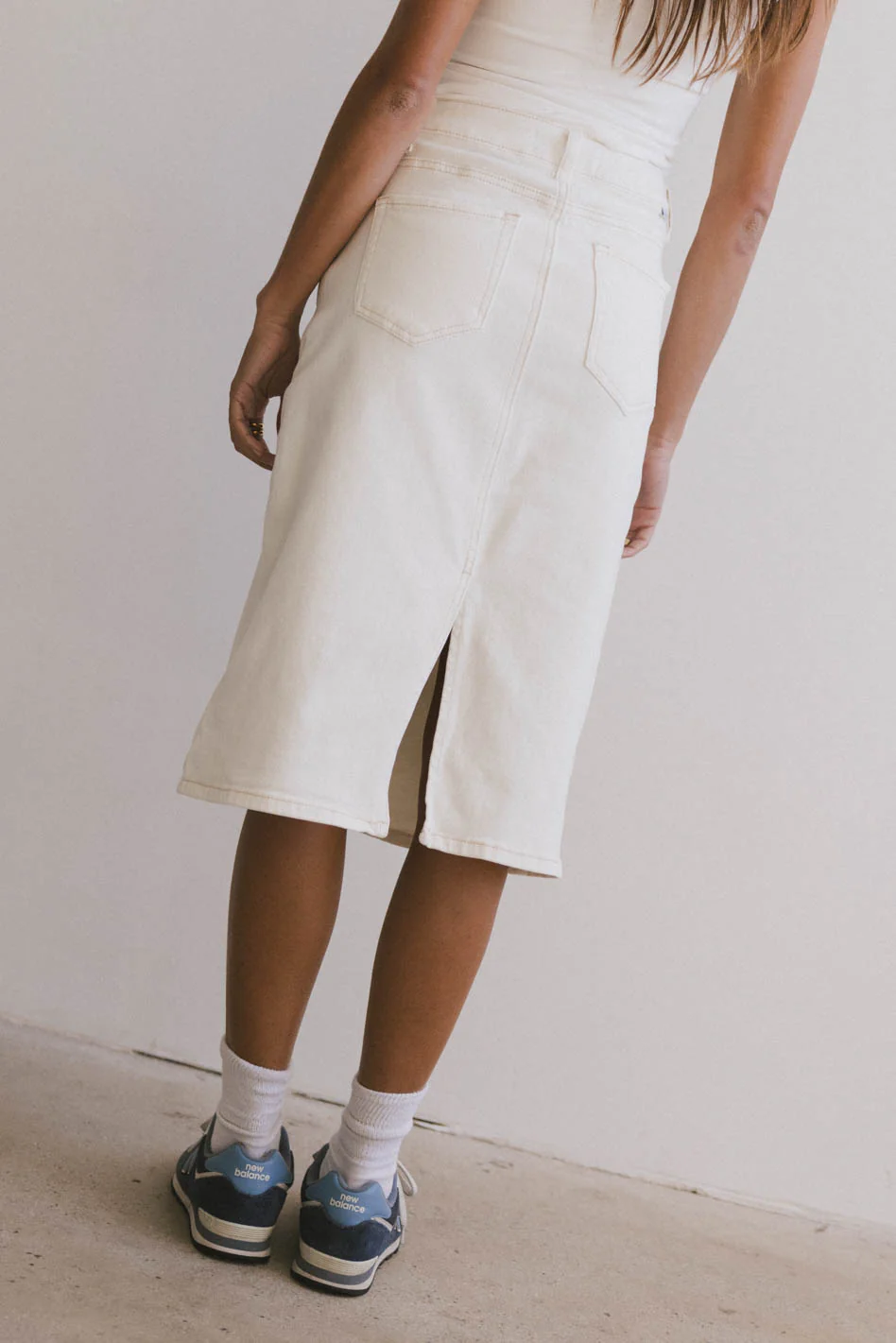 Jordan Denim Skirt in Cream - FINAL SALE - Image 5