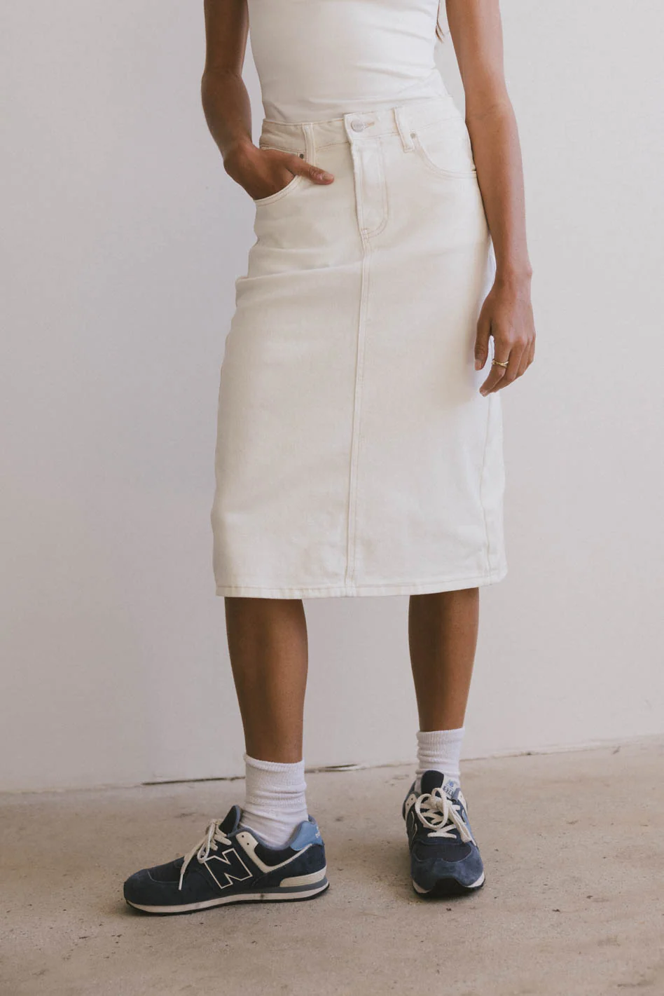 Jordan Denim Skirt in Cream - FINAL SALE - Image 6