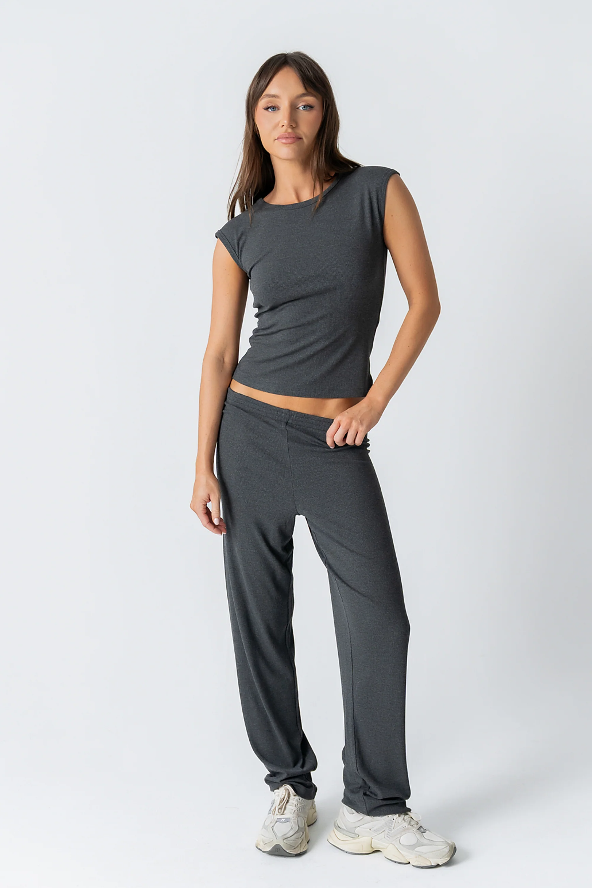 Jordanna Wide Leg Pants in Charcoal - FINAL SALE - Image 5