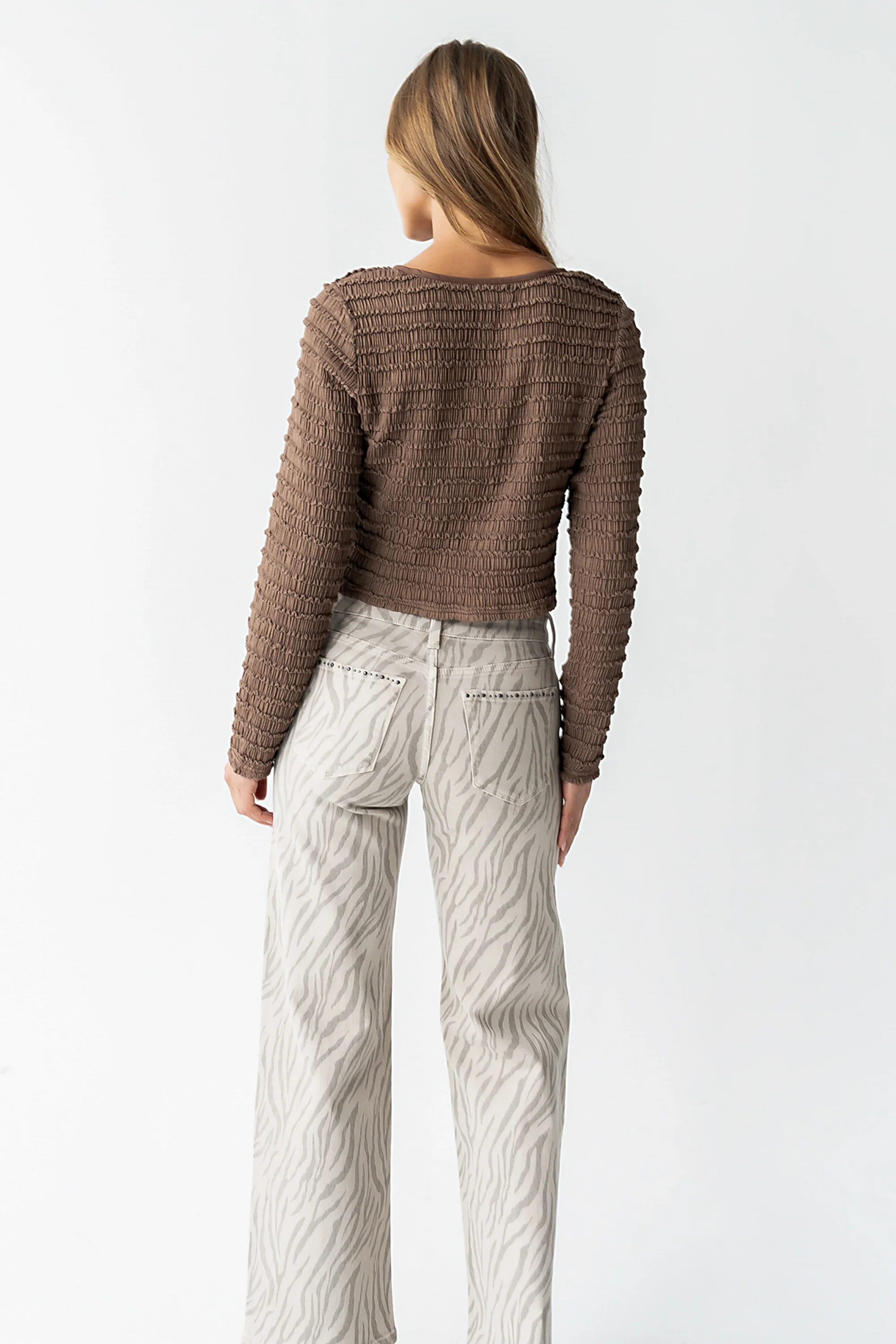 Jordy Textured Top in Brown - FINAL SALE - Image 4