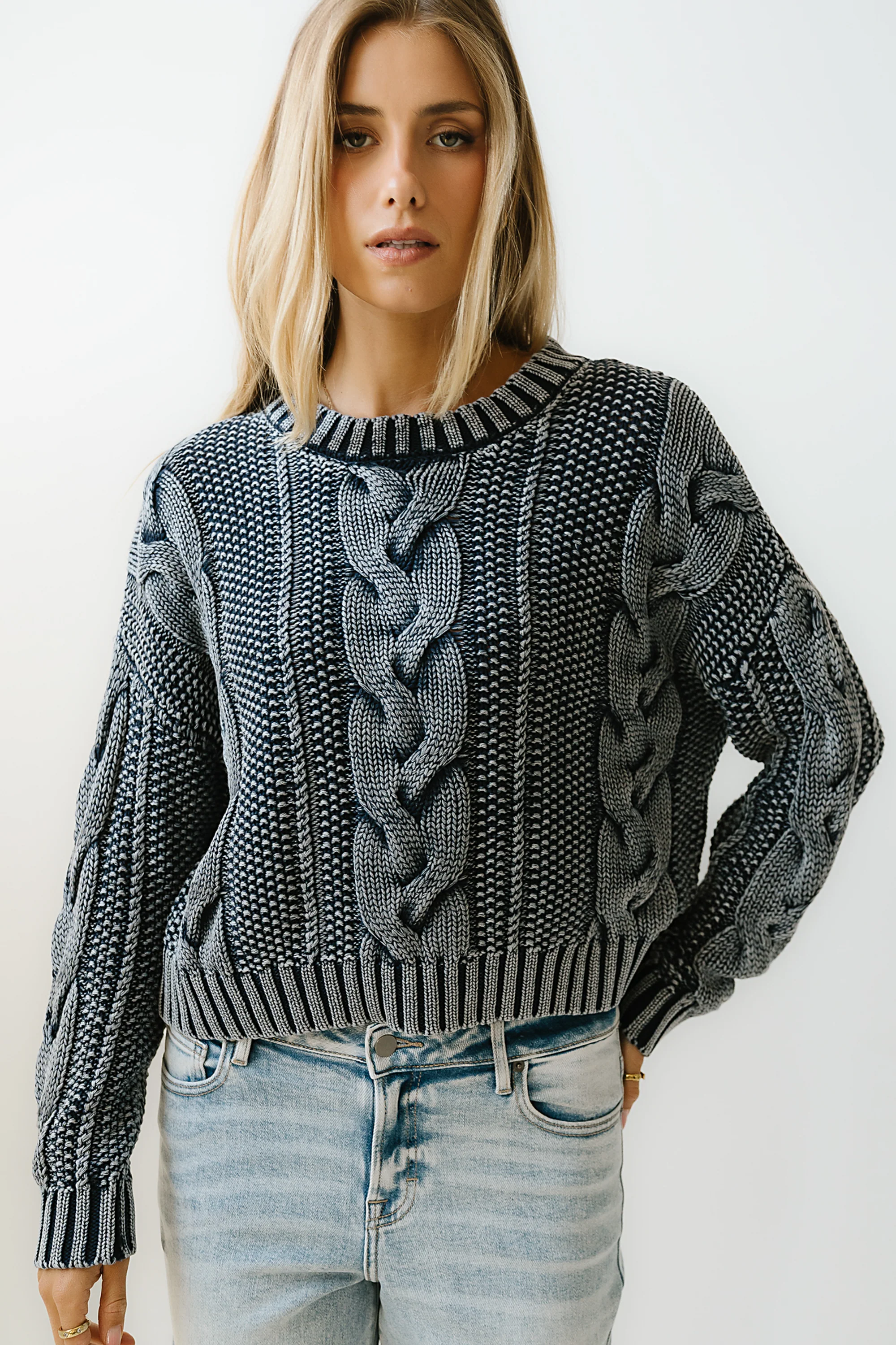 Josephine Knit Sweater in Navy - FINAL SALE - Image 3