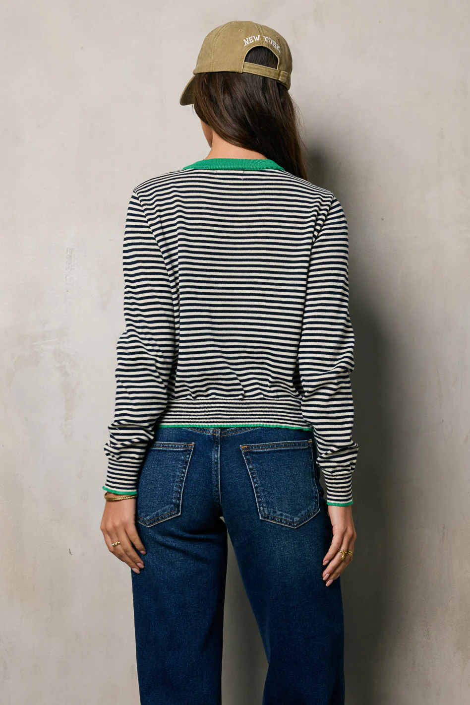 Josy Button Front Cardigan in Navy - FINAL SALE - Image 3
