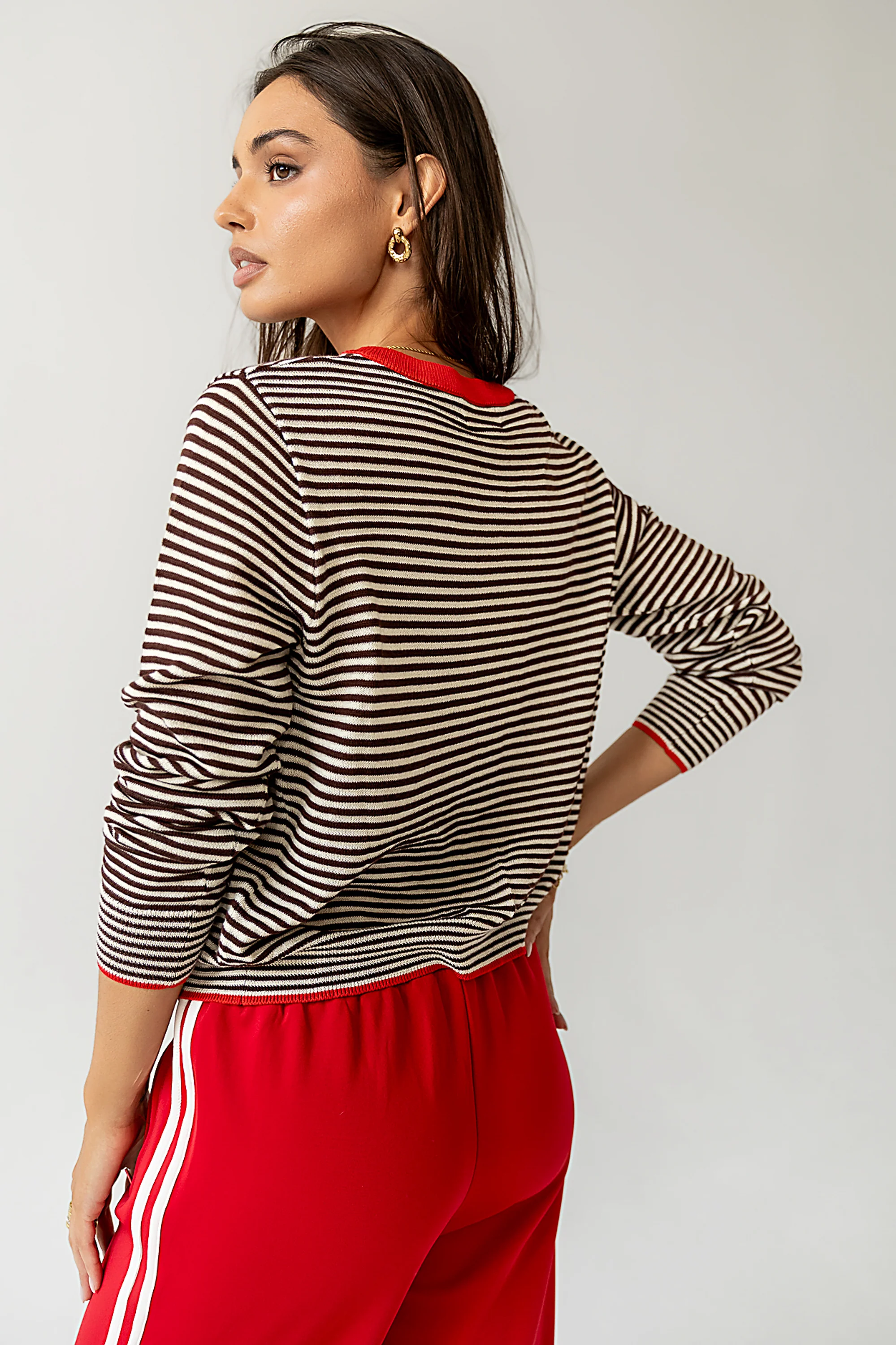 Josy Button Front Cardigan in Red - FINAL SALE - Image 5