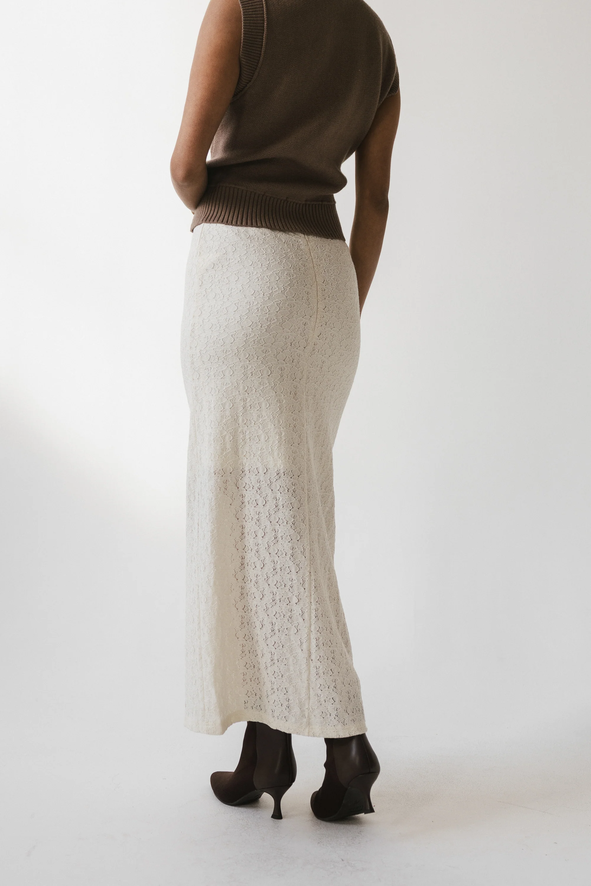 Jozette Lace Midi Skirt in Ivory - Image 4