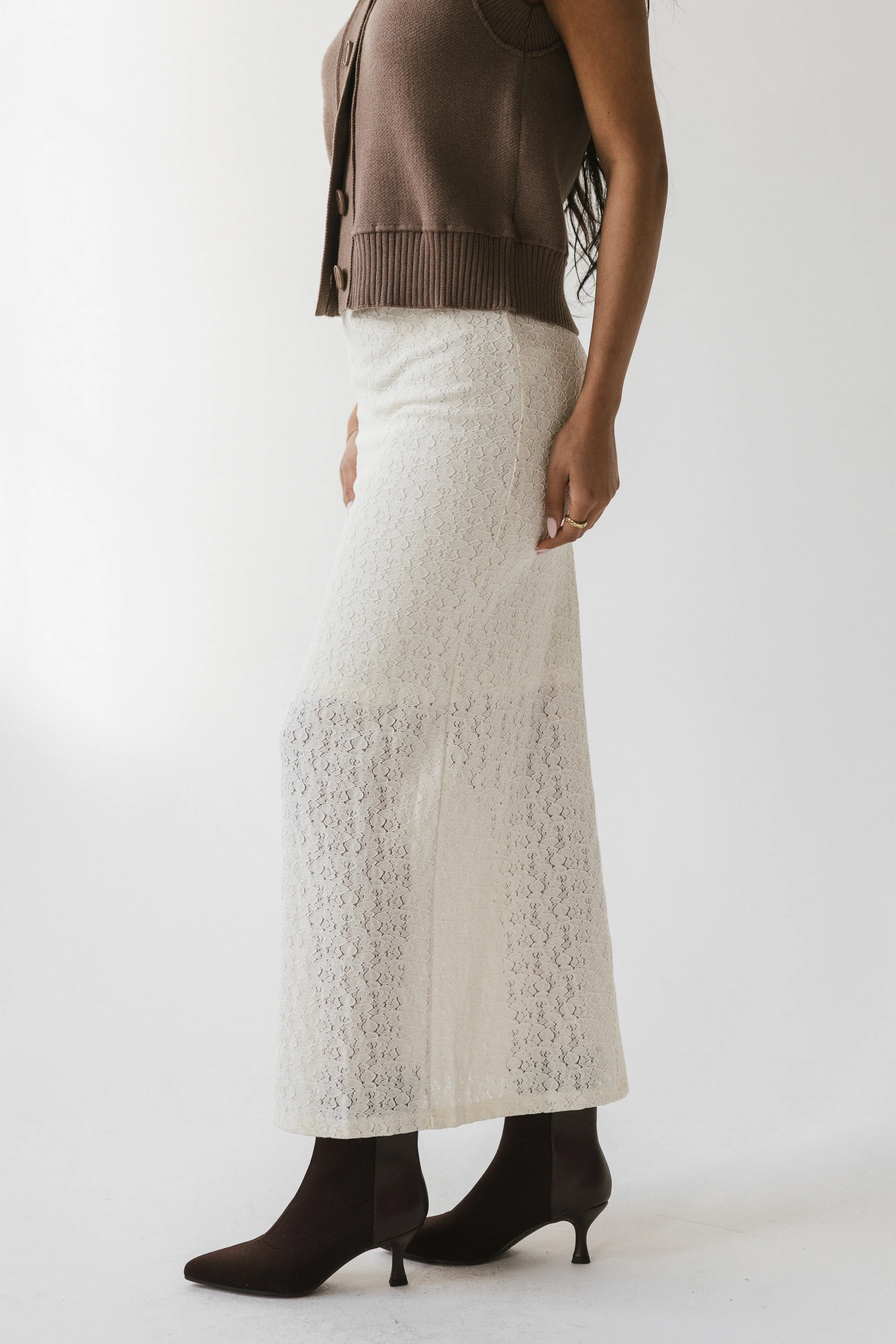 Jozette Lace Midi Skirt in Ivory - Image 6