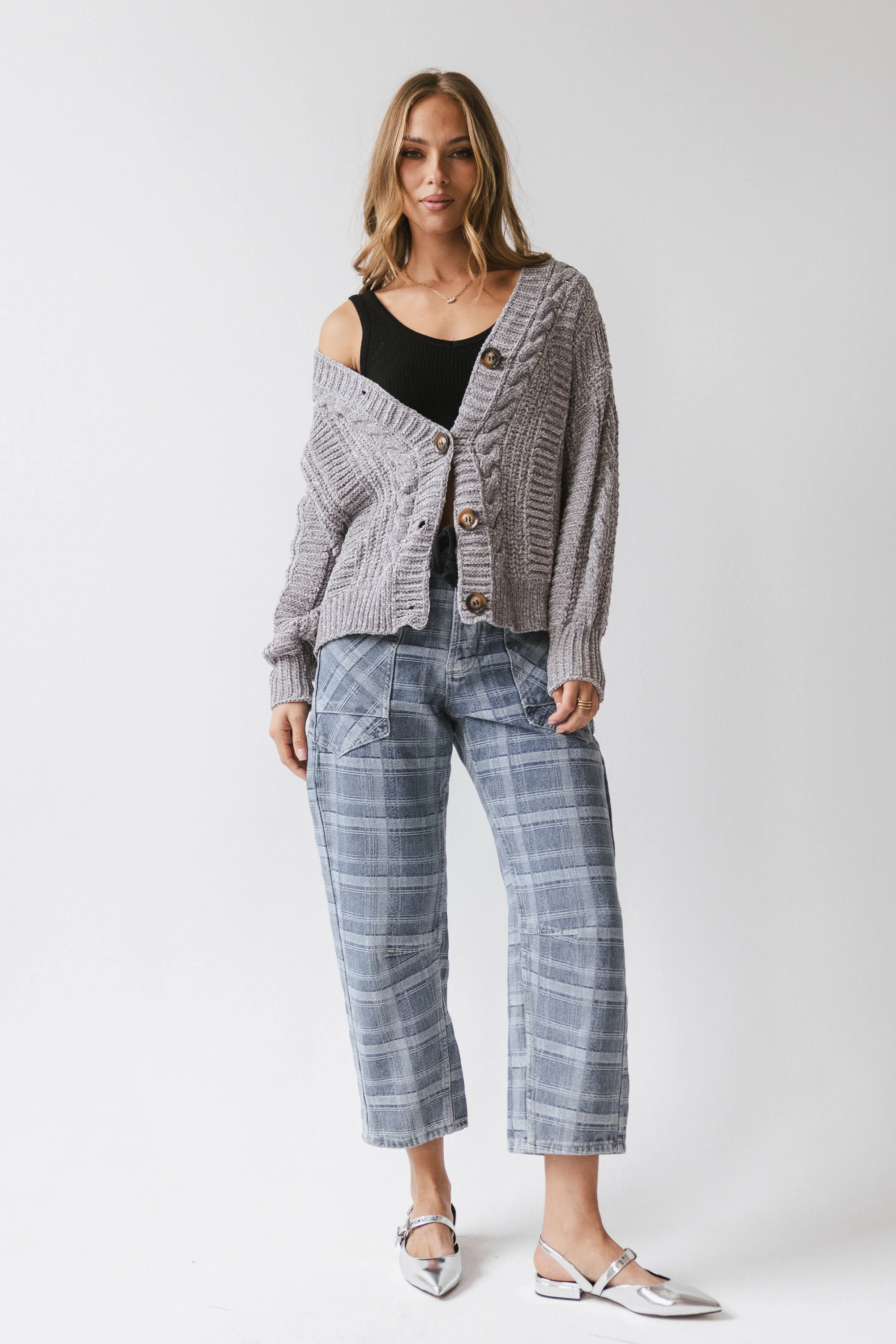 Judy Plaid Barrel Jeans - Image 2