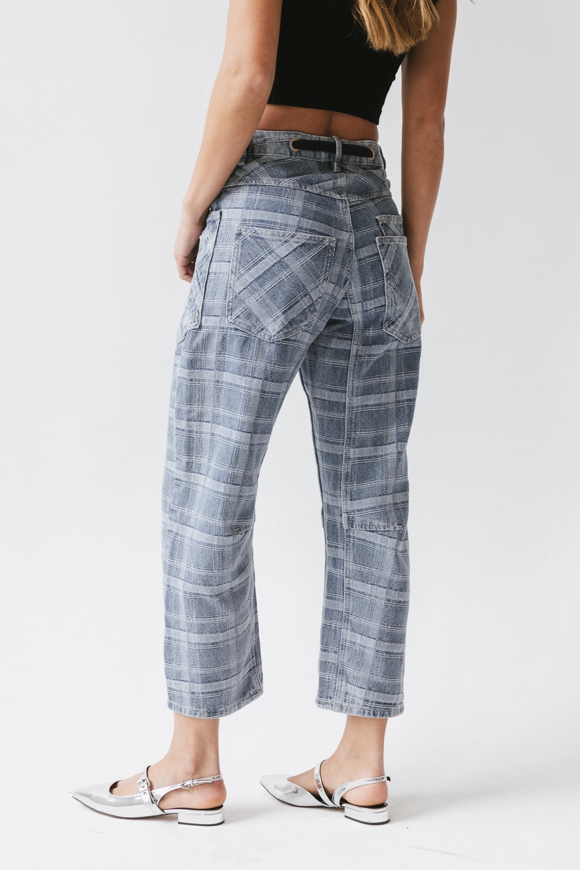 Judy Plaid Barrel Jeans - Image 4