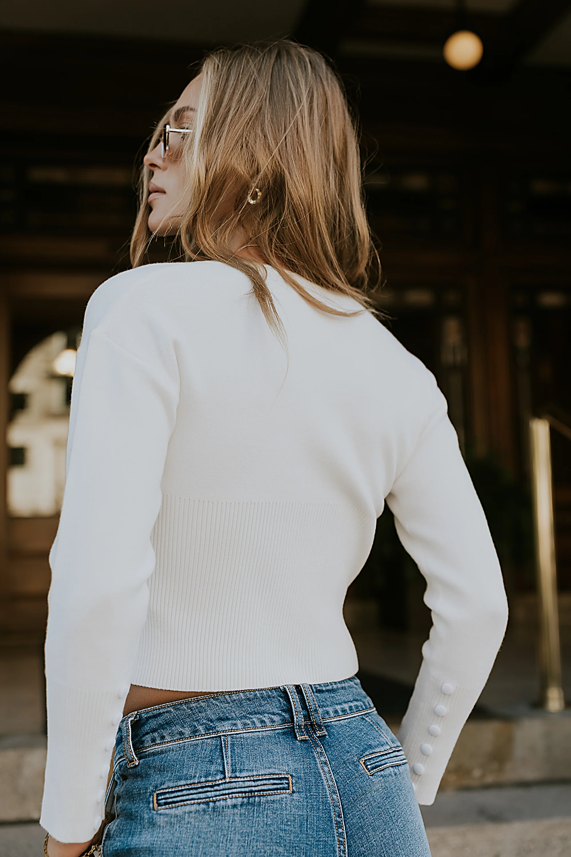 Julia Ribbed Cardigan in Cream - FINAL SALE - Image 5