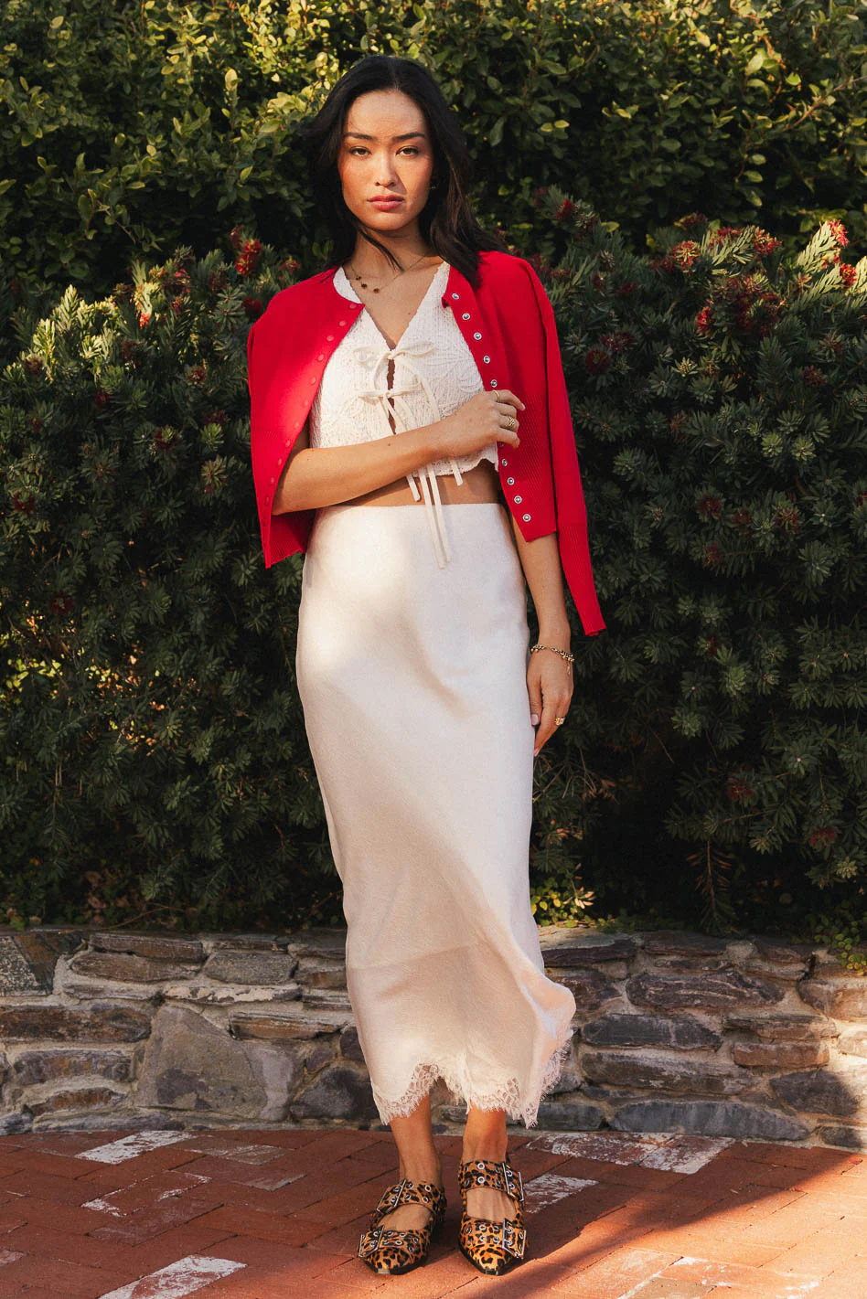 Julia Ribbed Cardigan in Red - FINAL SALE - Image 4