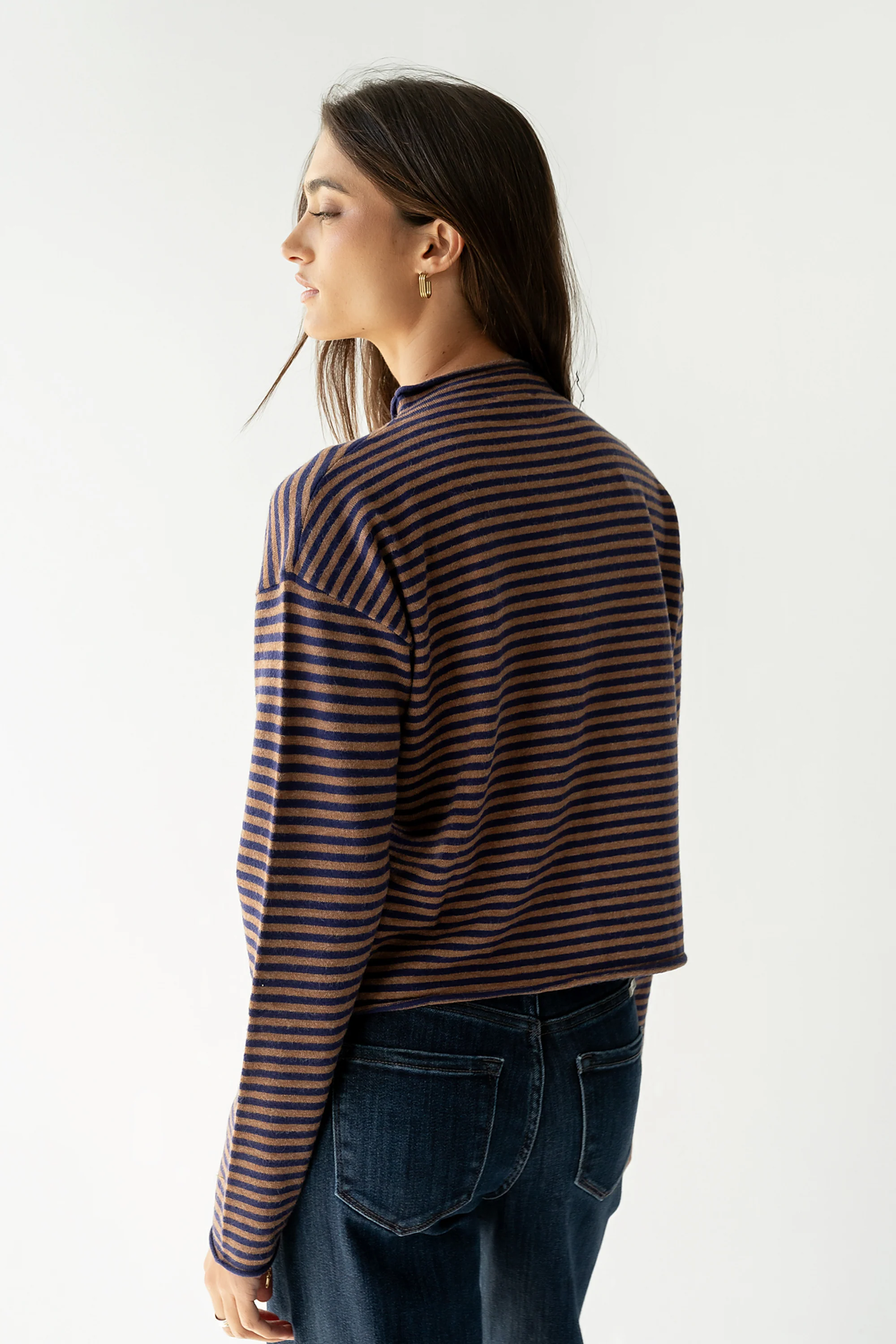 Julianne Striped Cardigan in Navy - Image 3