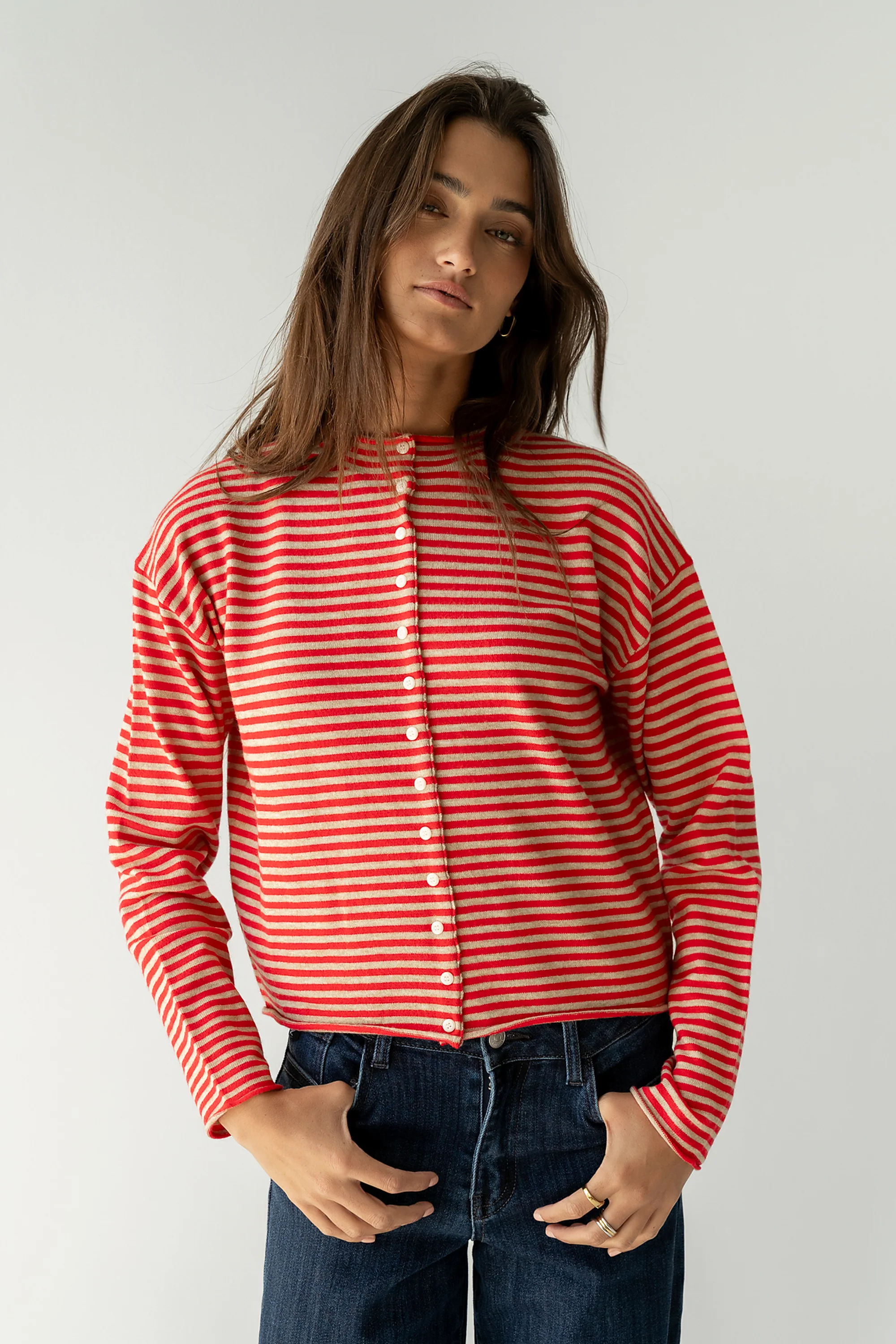 Julianne Striped Cardigan in Red - Image 5