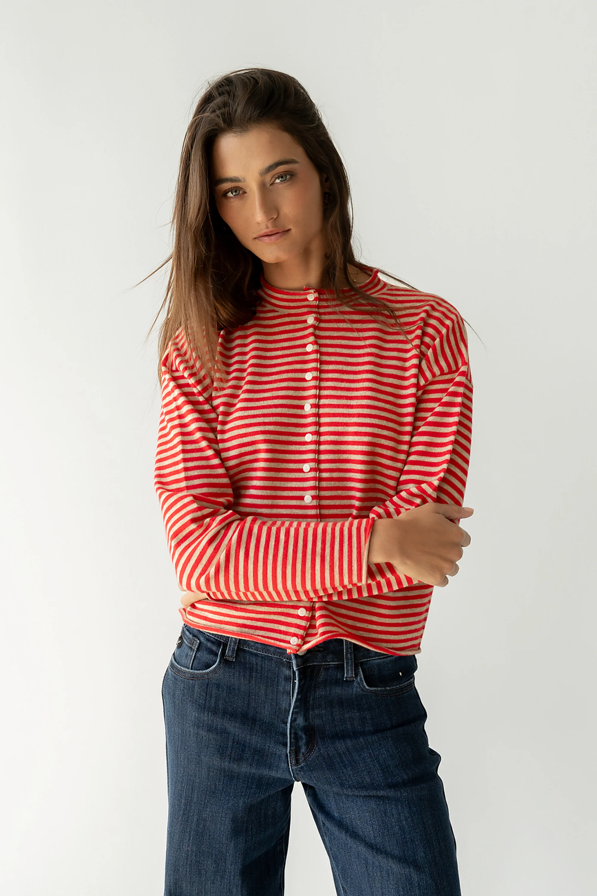 Julianne Striped Cardigan in Red - Image 6