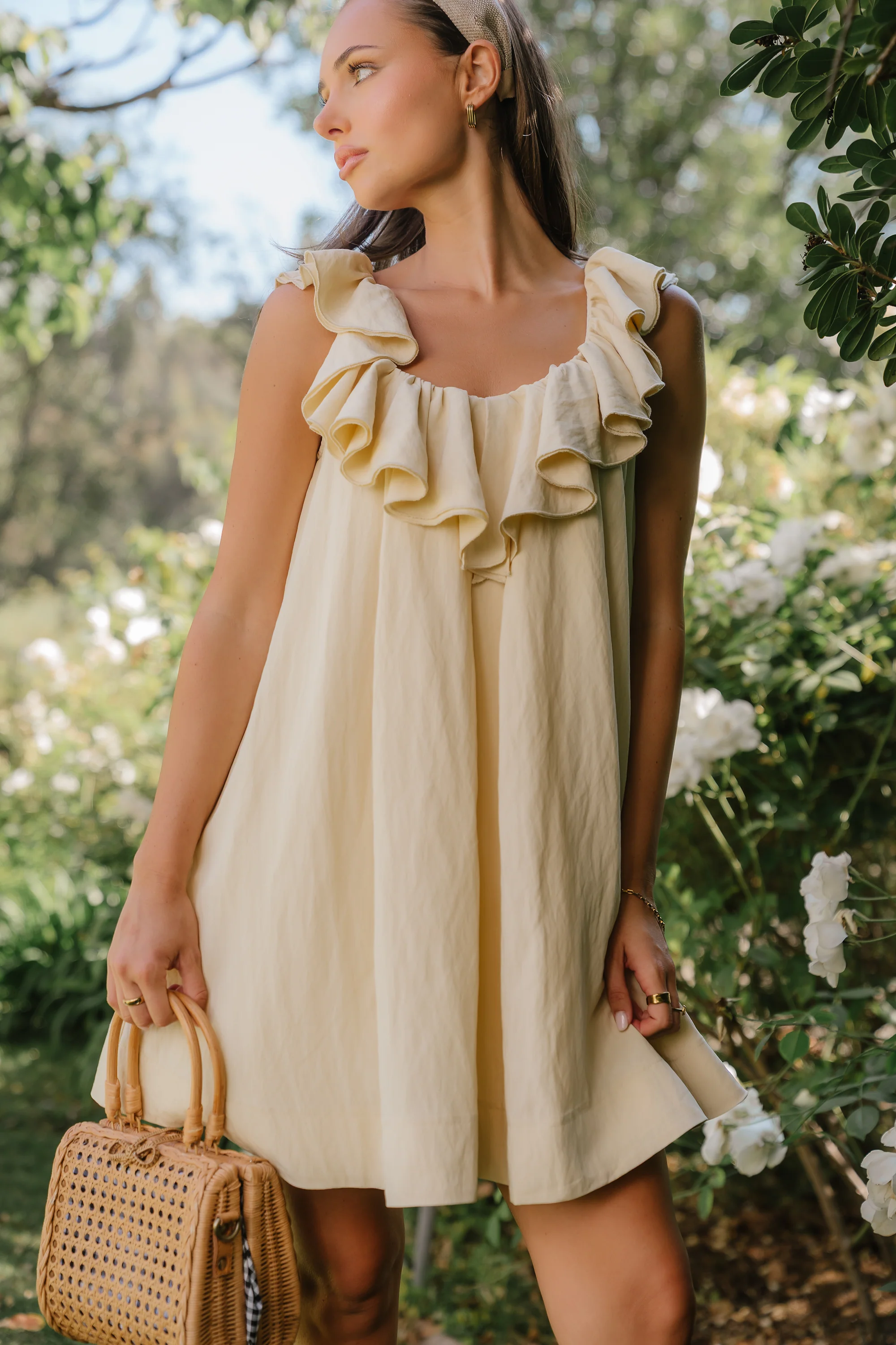 Juliet Ruffle Mini Dress in Yellow - Image 4