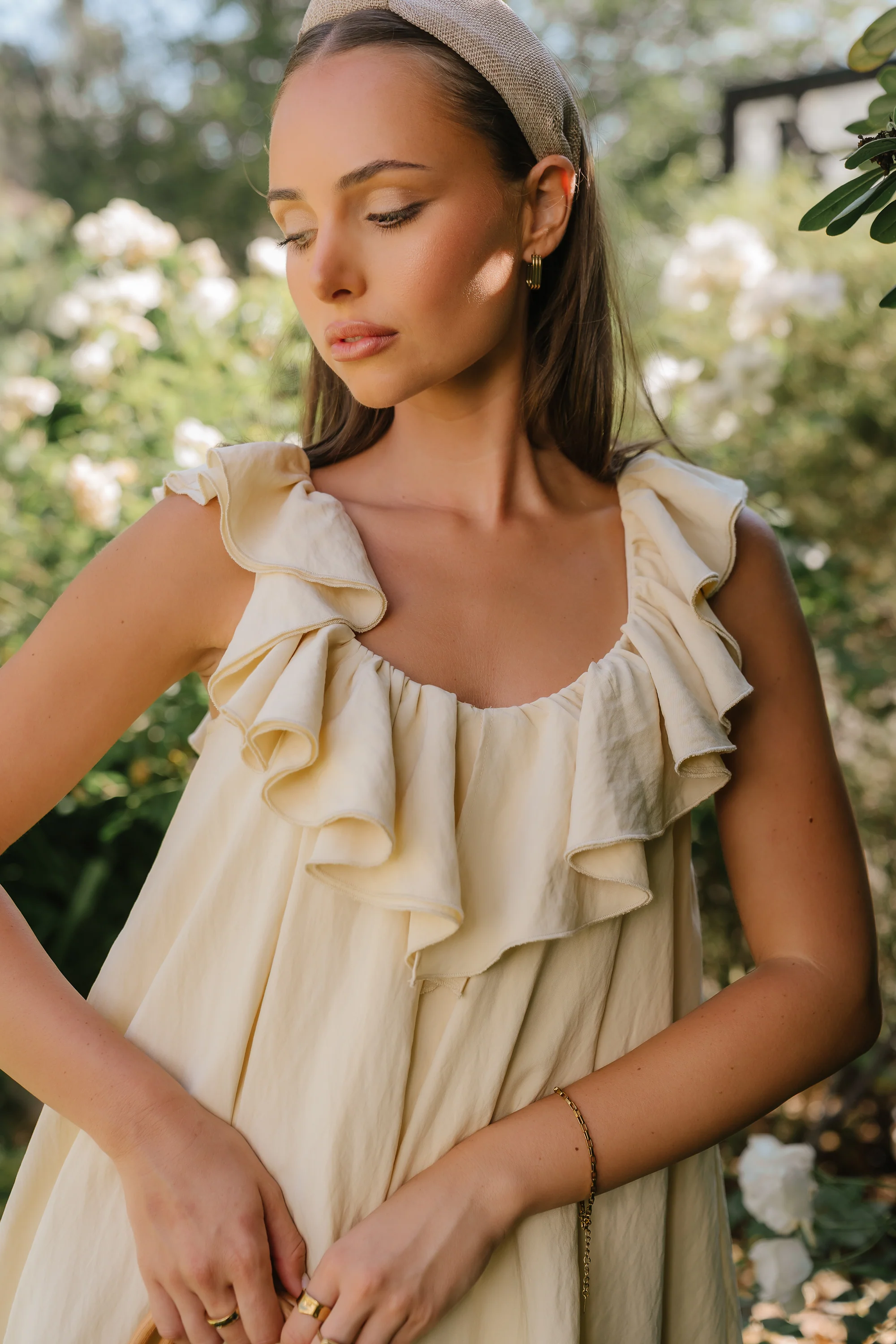 Juliet Ruffle Mini Dress in Yellow - Image 5