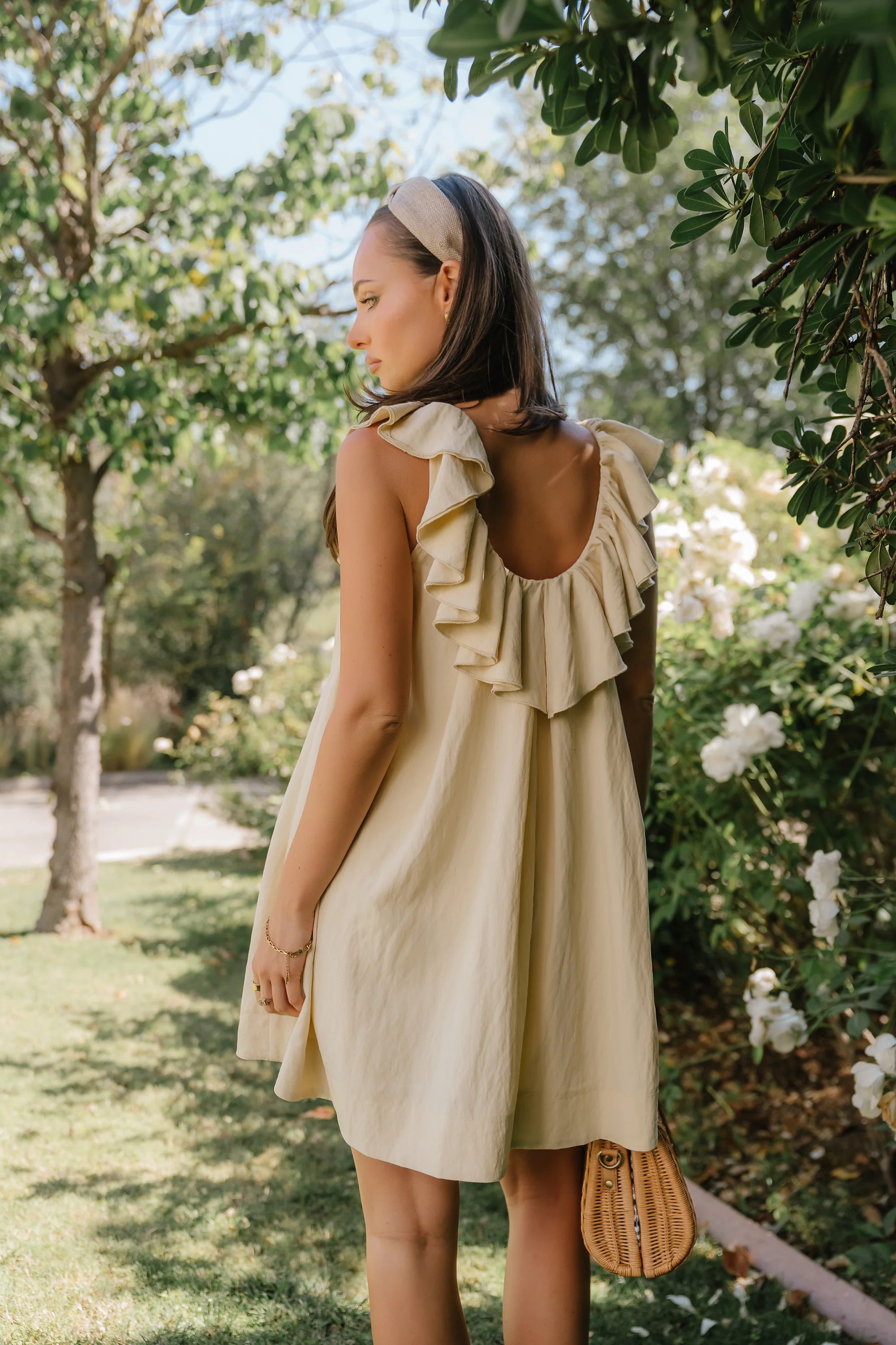 Juliet Ruffle Mini Dress in Yellow - Image 8