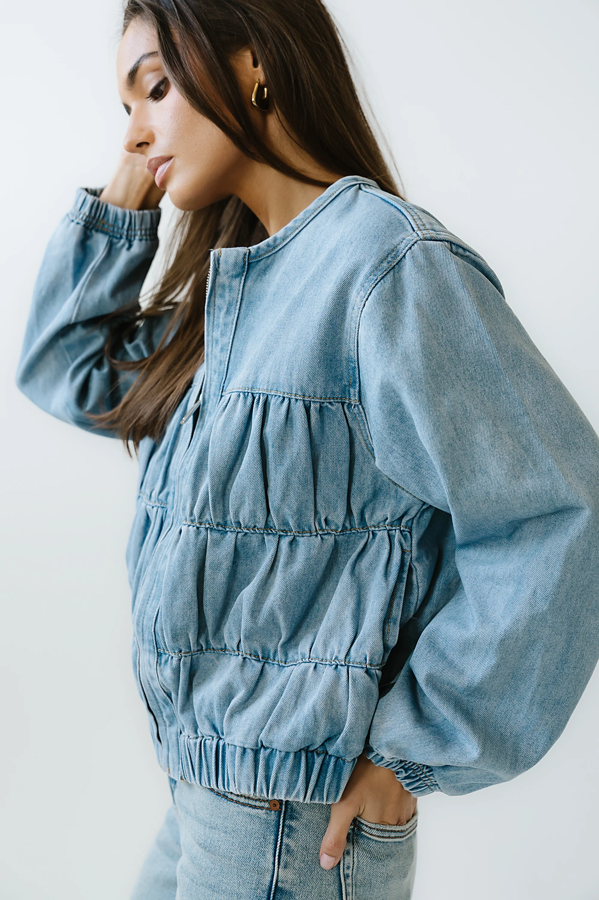 Juney Cinched Denim Jacket - FINAL SALE - Image 3