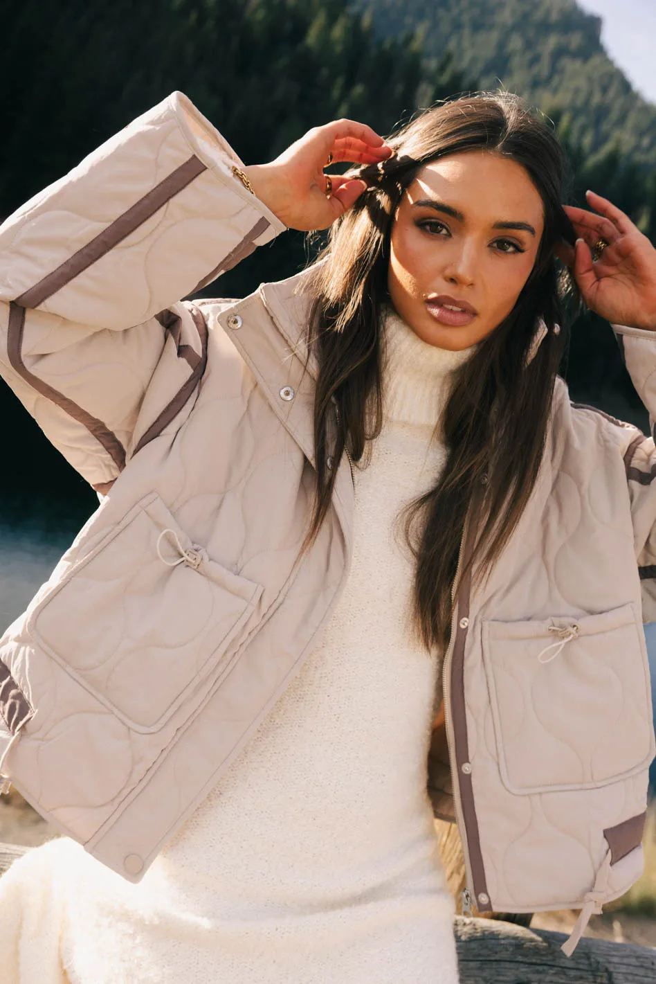 Junia Quilted Jacket in Beige - FINAL SALE - Image 2