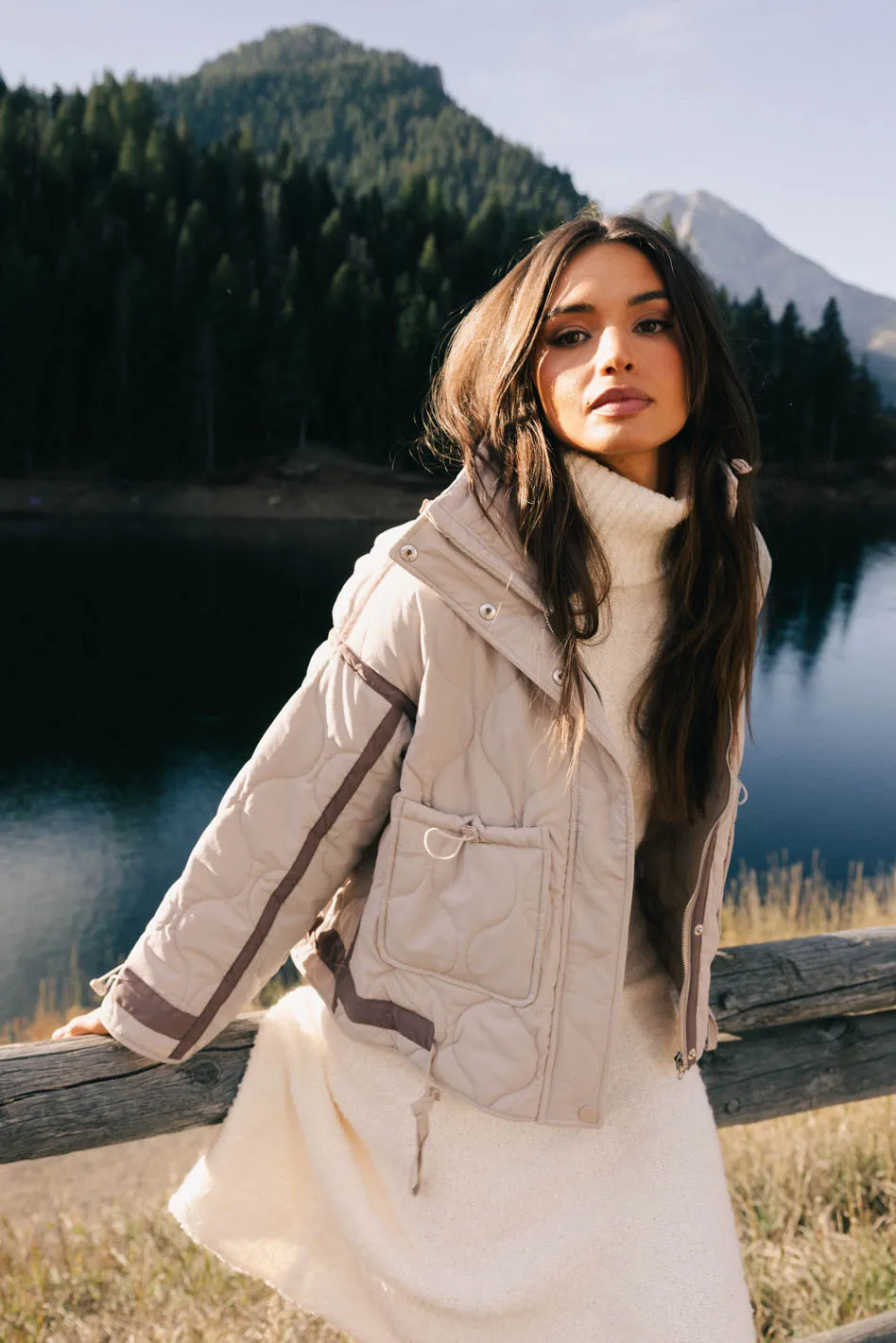 Junia Quilted Jacket in Beige - FINAL SALE - Image 4