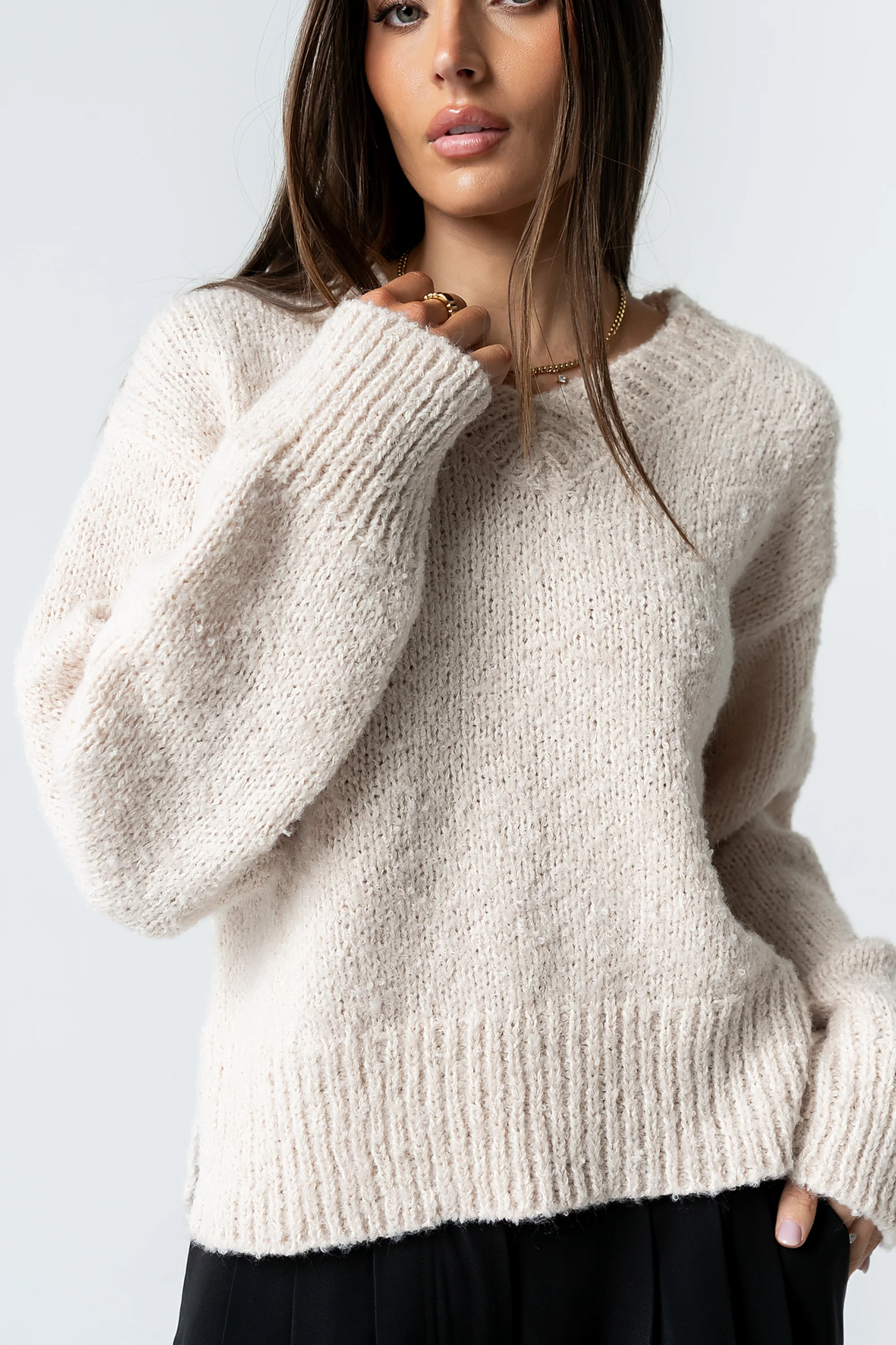 Junie Fuzzy Sweater in Cream - Image 2