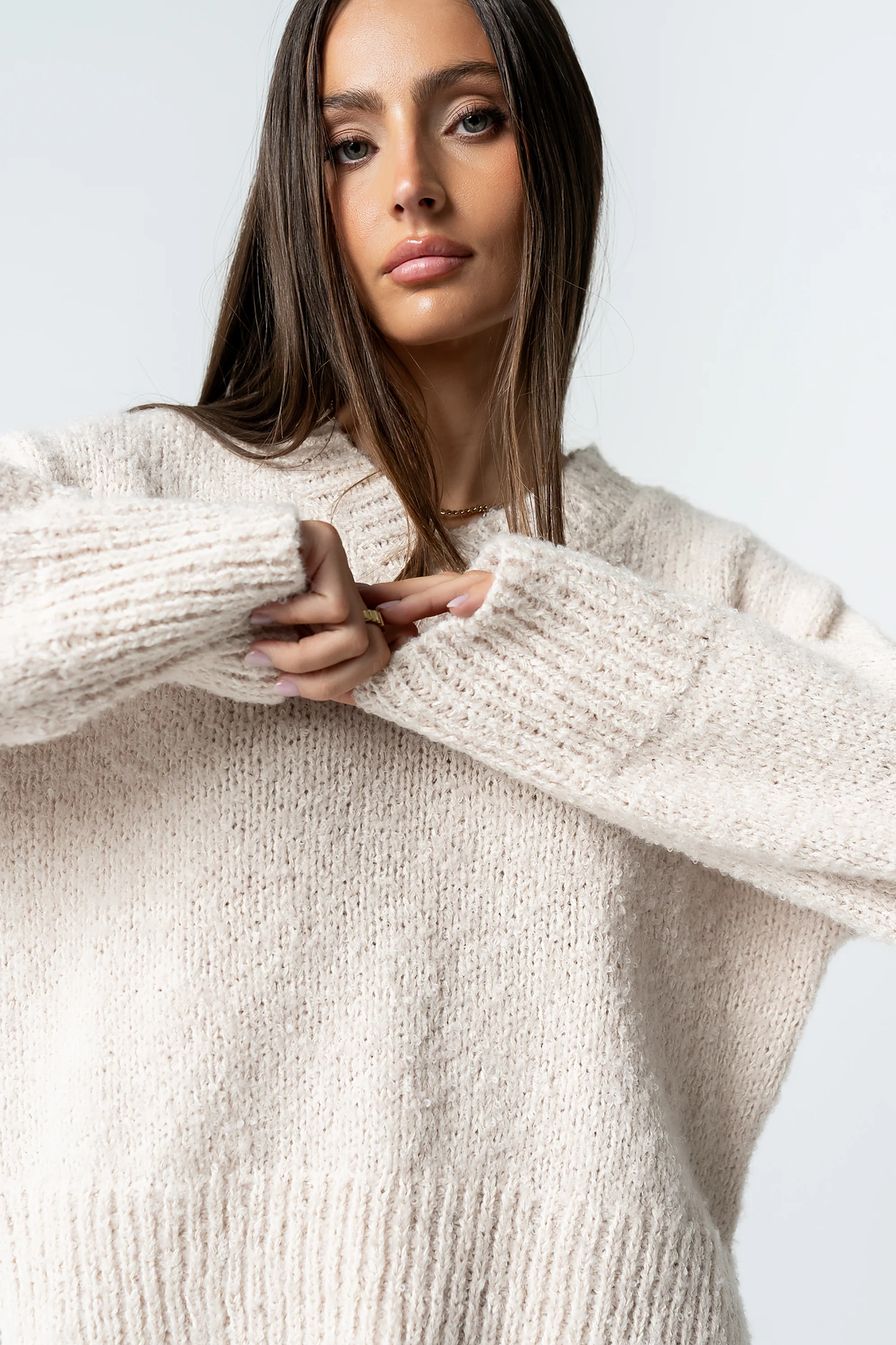 Junie Fuzzy Sweater in Cream - Image 6