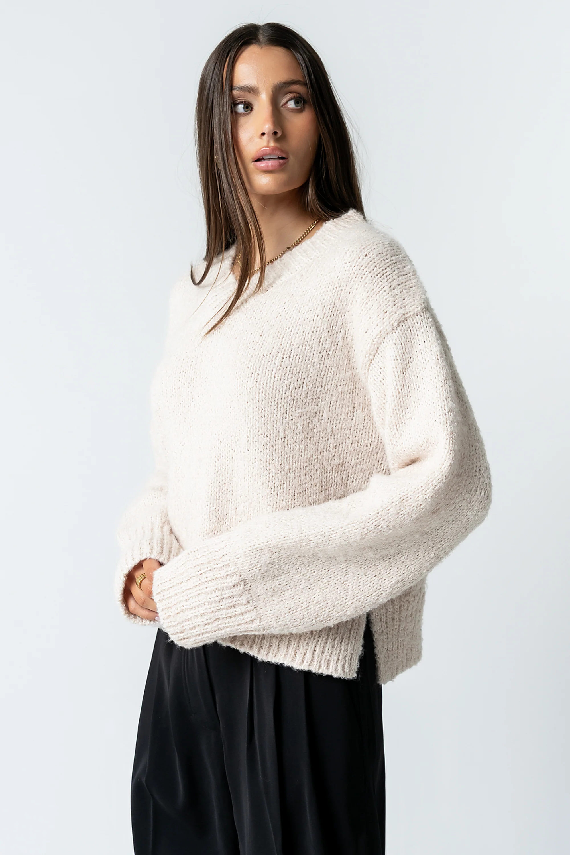 Junie Fuzzy Sweater in Cream - Image 7