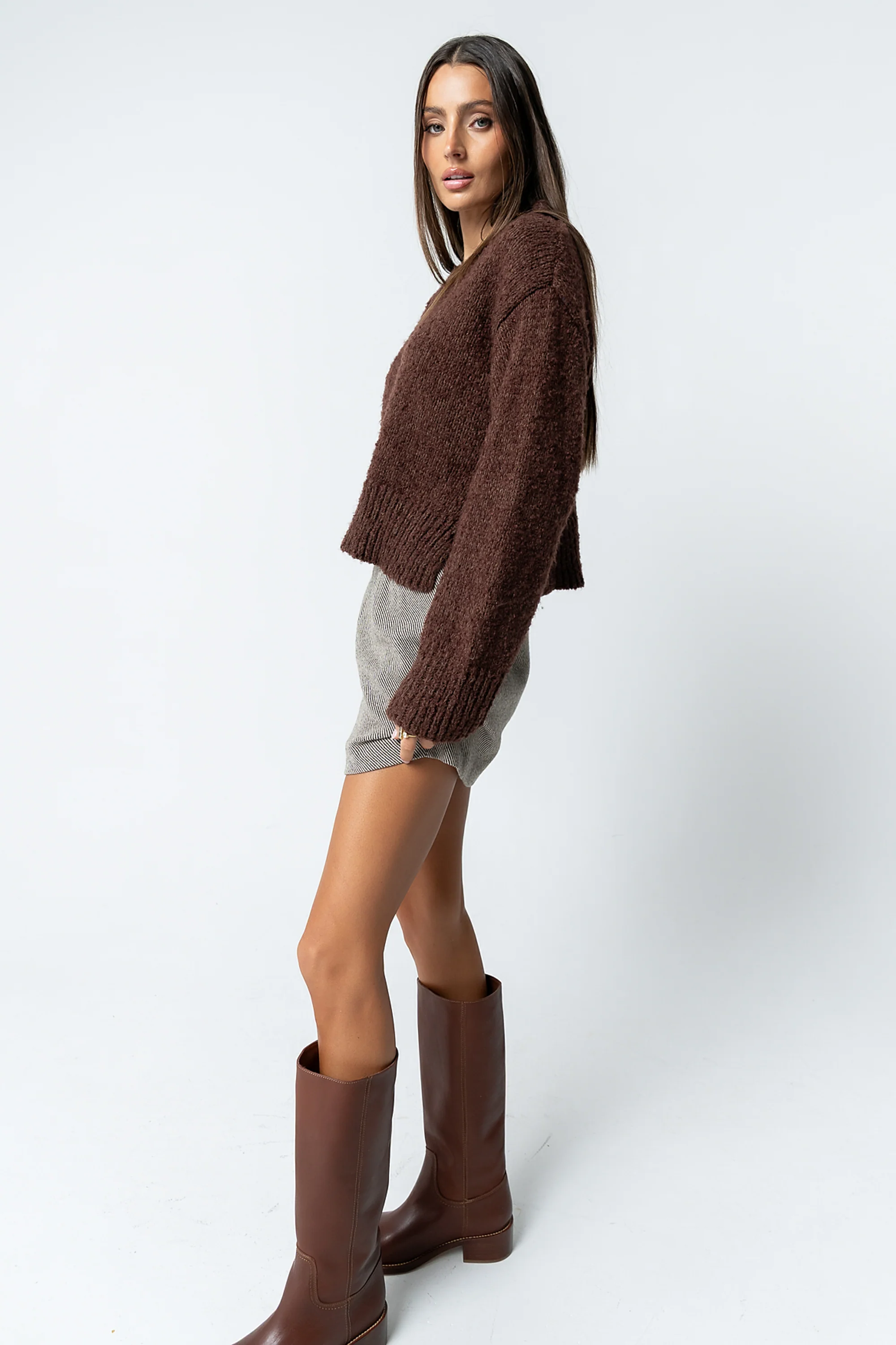 Junie Fuzzy Sweater in Brown - Image 3