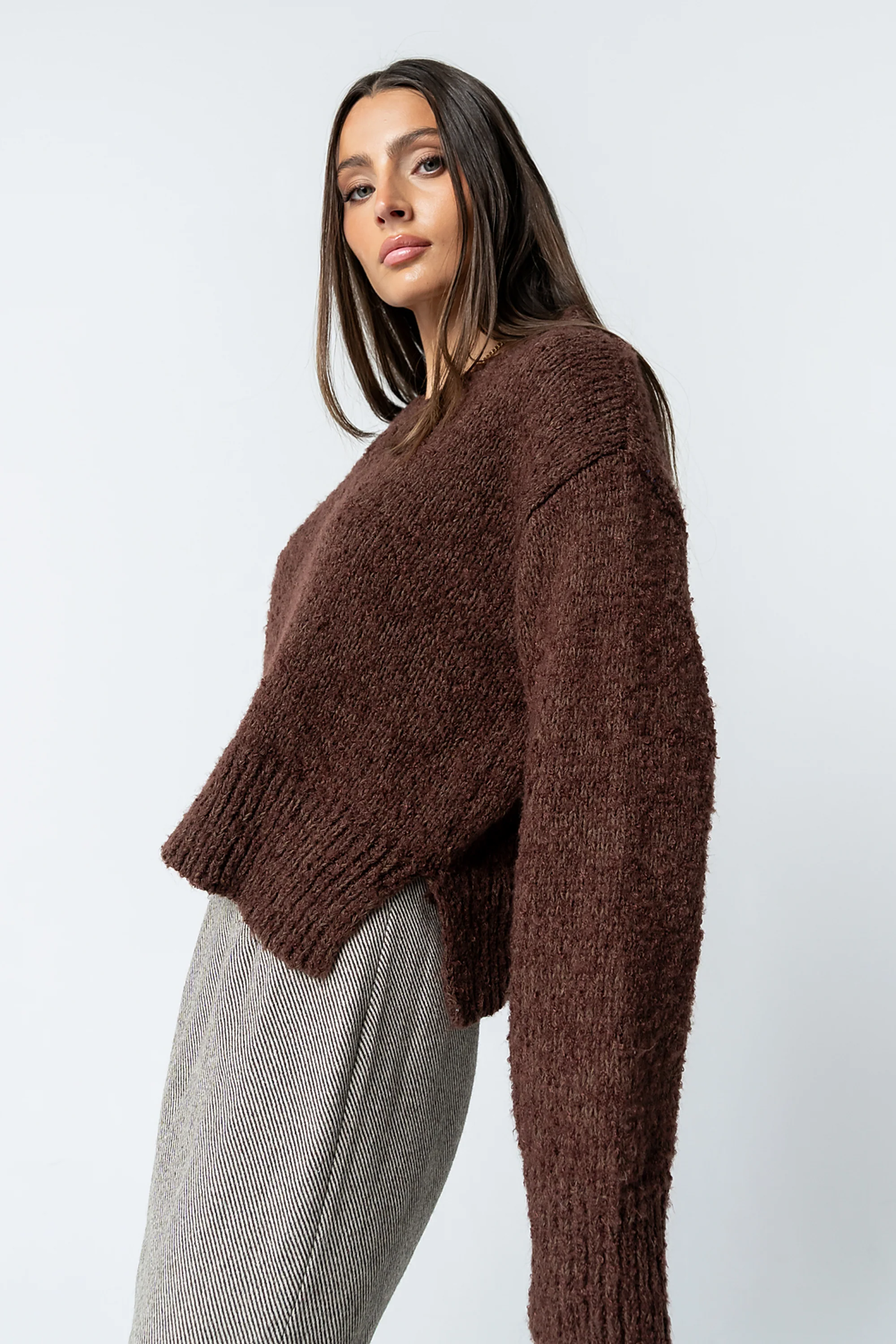 Junie Fuzzy Sweater in Brown - Image 4