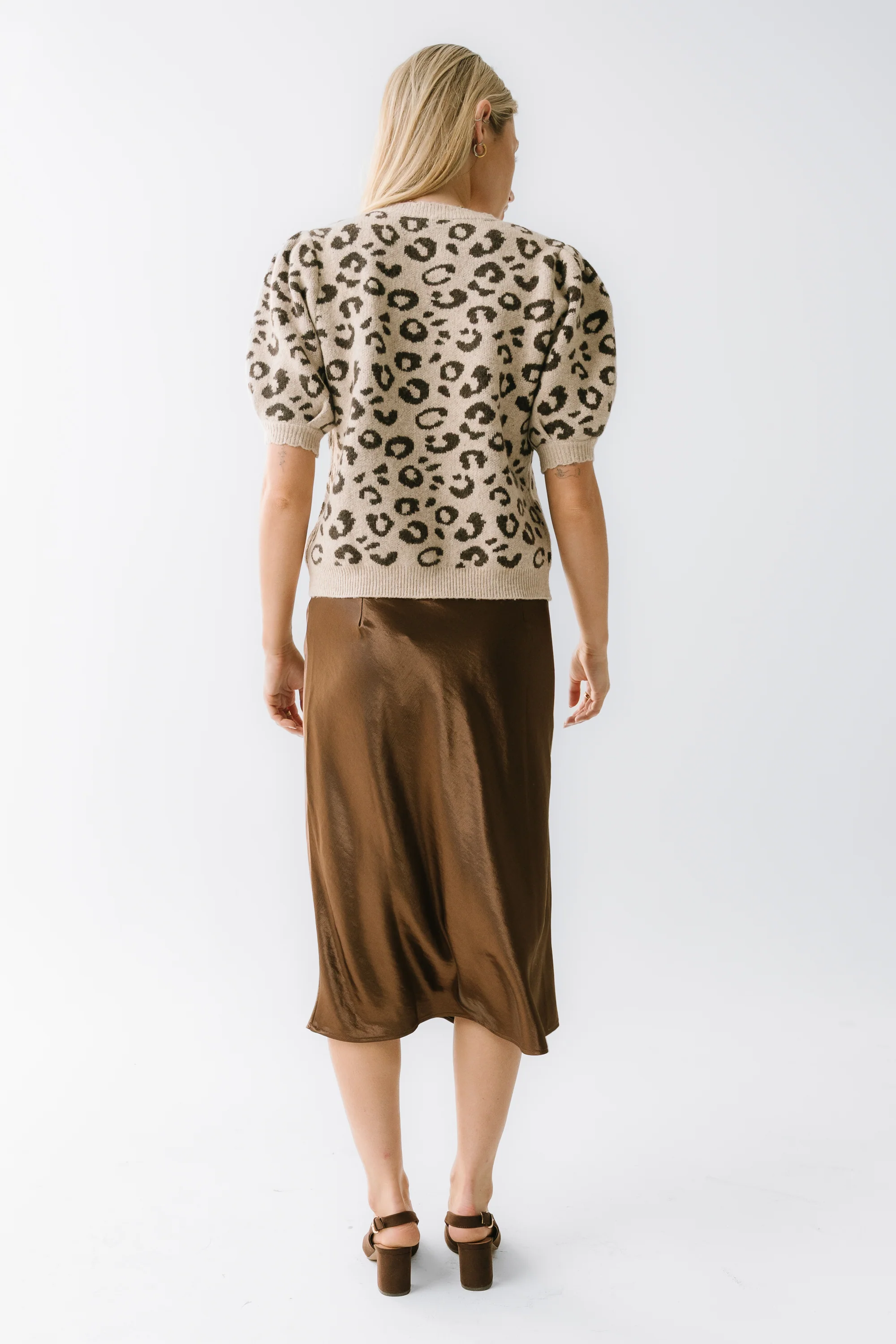 Juniper Satin Midi Skirt in Brown - Image 2
