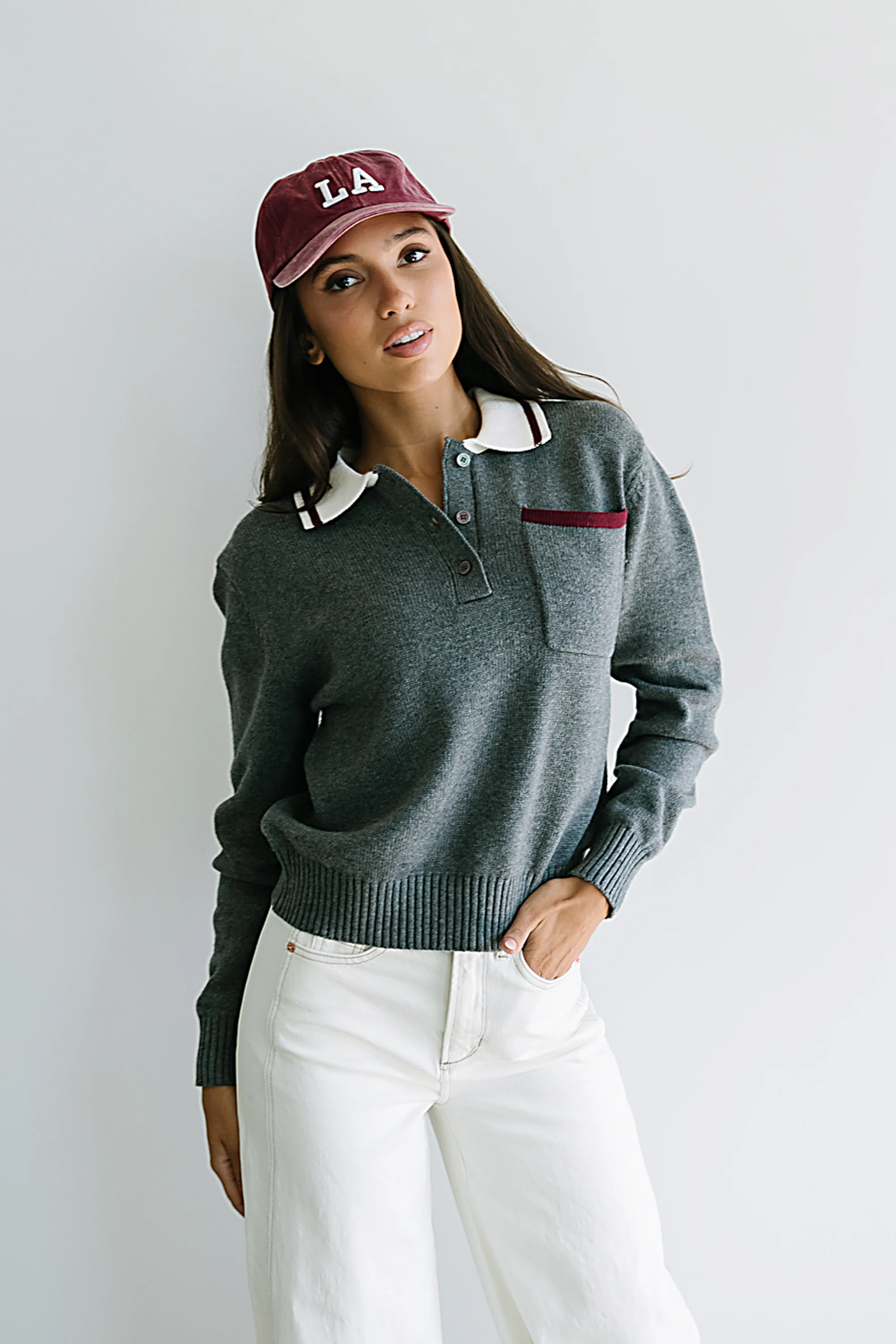 Justine Collared Sweater in Grey - FINAL SALE - Image 5