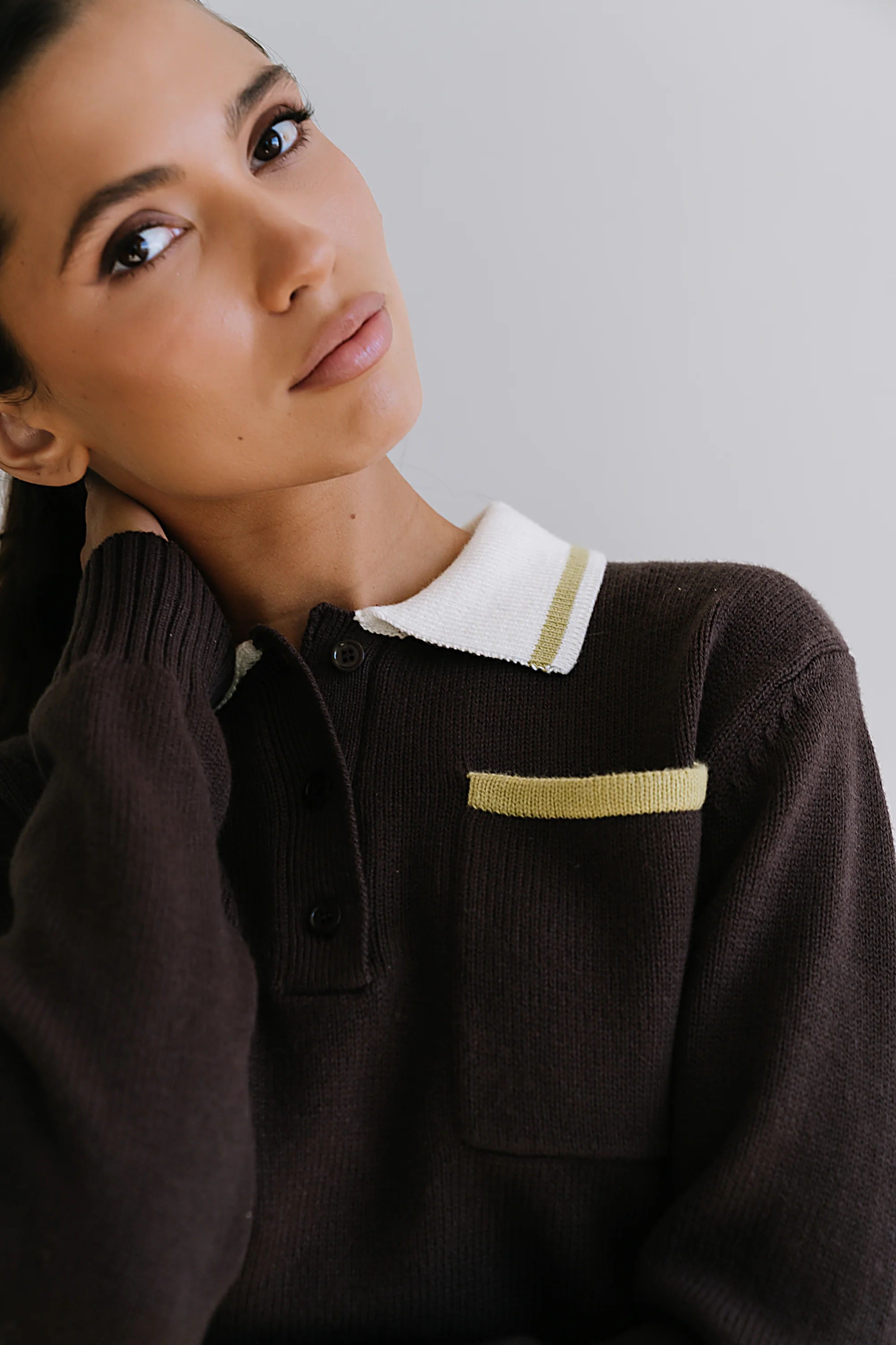 Justine Collared Sweater in Brown - FINAL SALE - Image 3