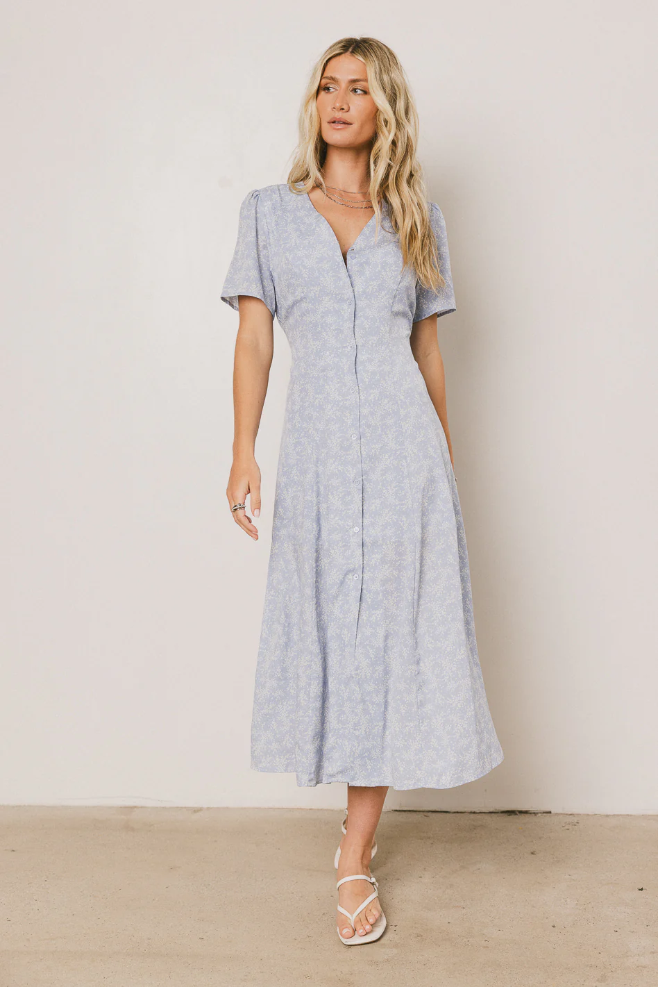 Kade Floral Midi Dress in Blue - FINAL SALE - Image 2