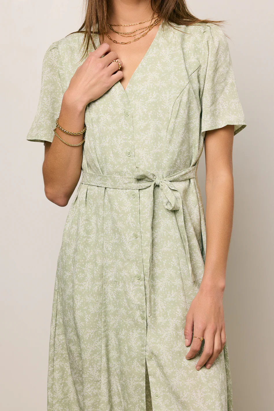 Kade Floral Midi Dress in Sage - FINAL SALE - Image 2