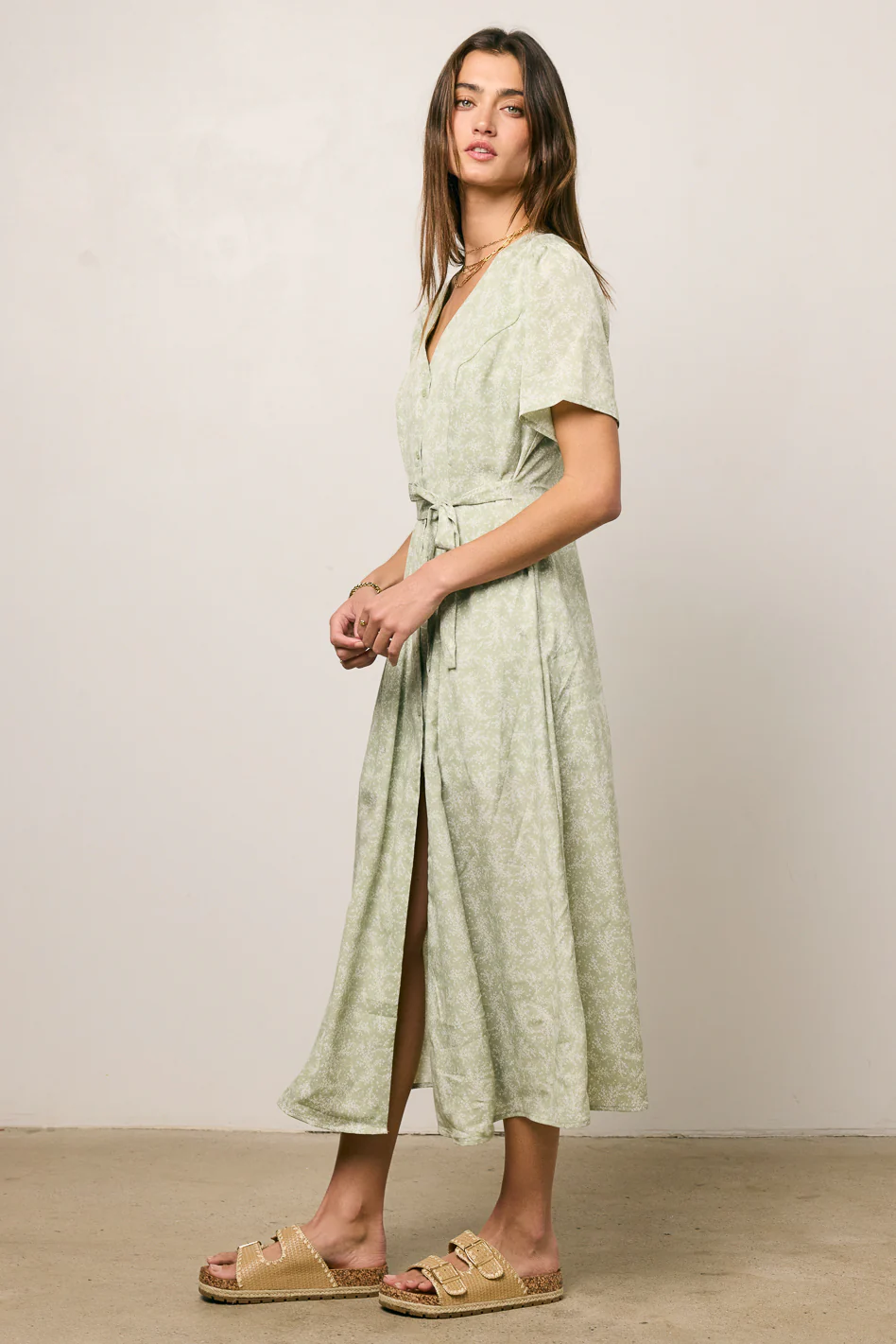 Kade Floral Midi Dress in Sage - FINAL SALE - Image 3