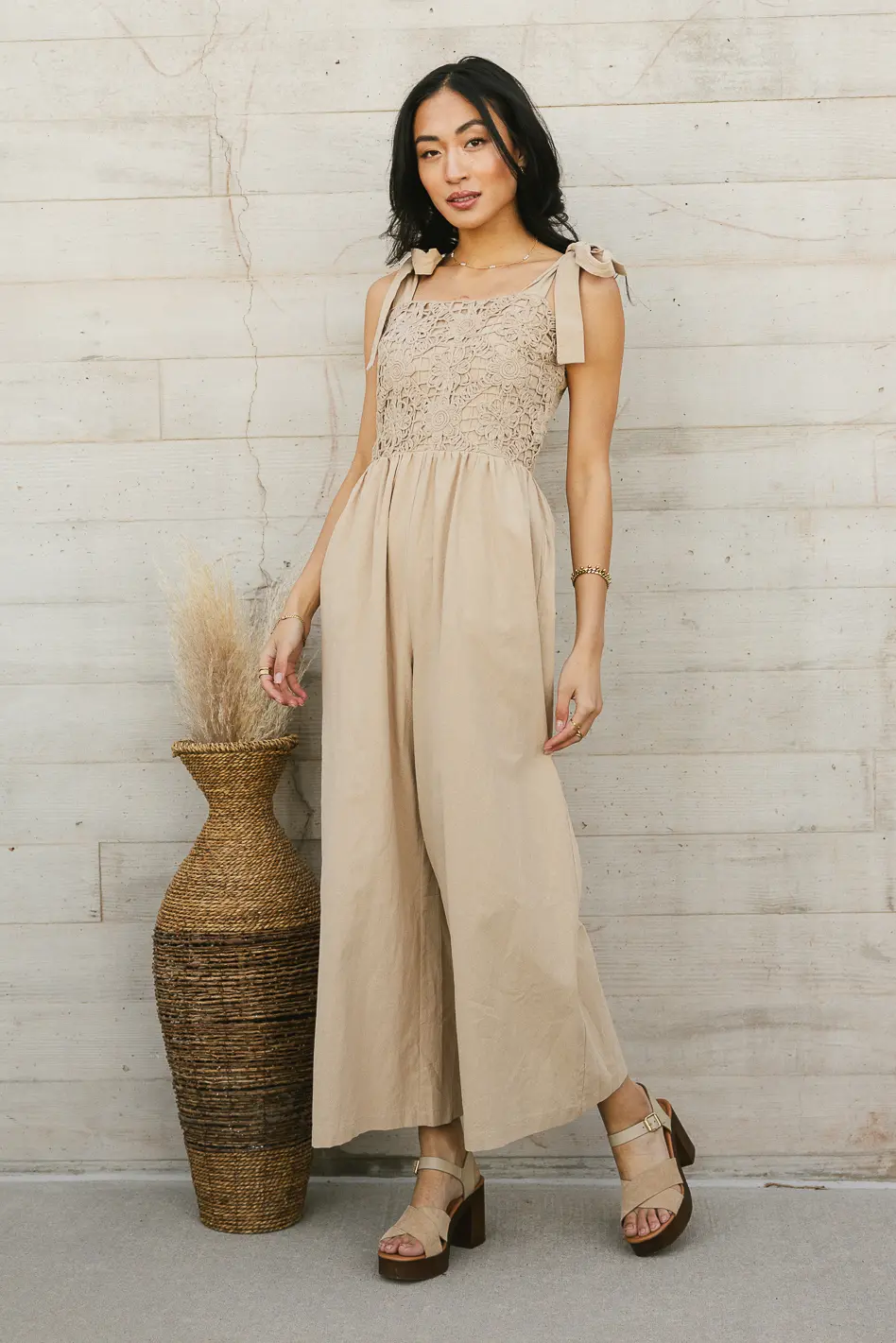 Kaia Crocheted Jumpsuit in Latte - FINAL SALE - Image 2