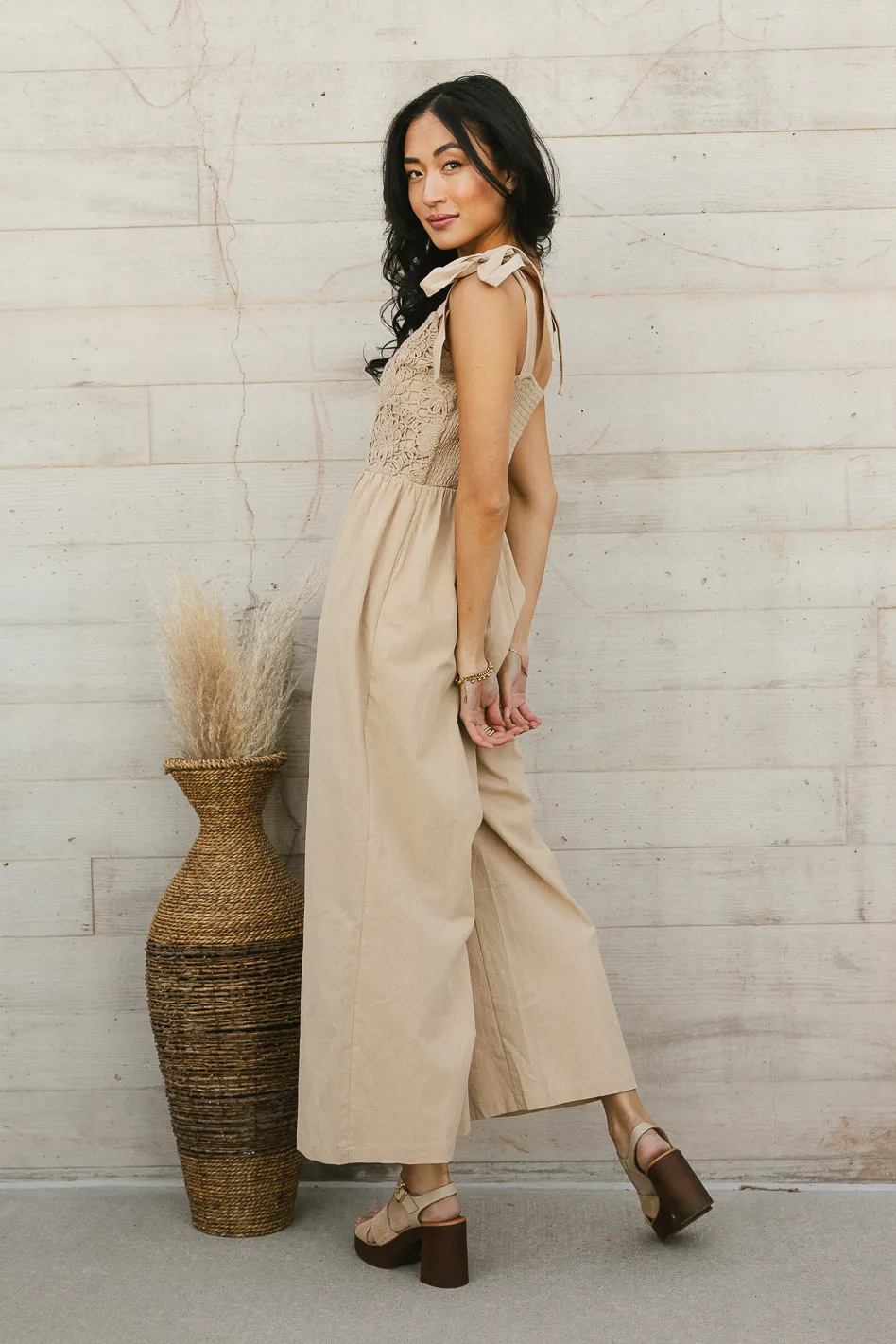 Kaia Crocheted Jumpsuit in Latte - FINAL SALE - Image 5